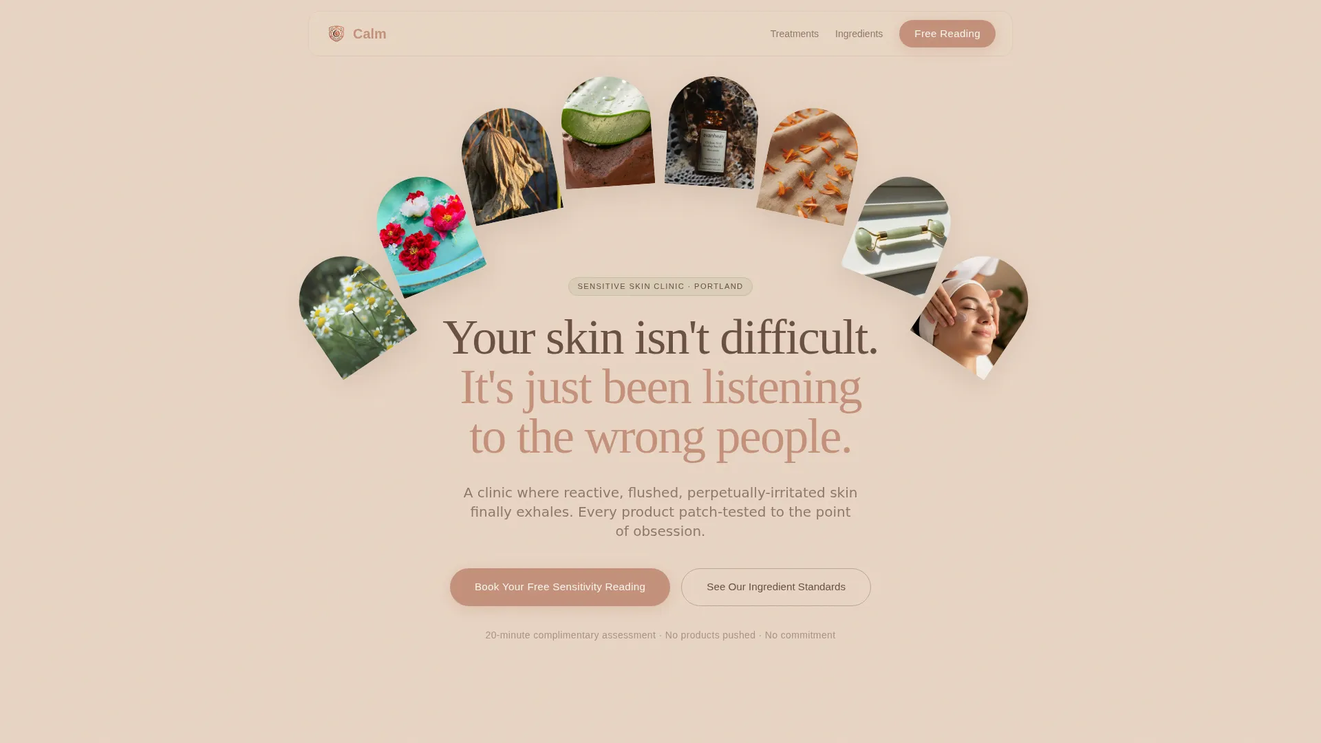 Sensitive Skin Beauty Specialist Booking Website Template