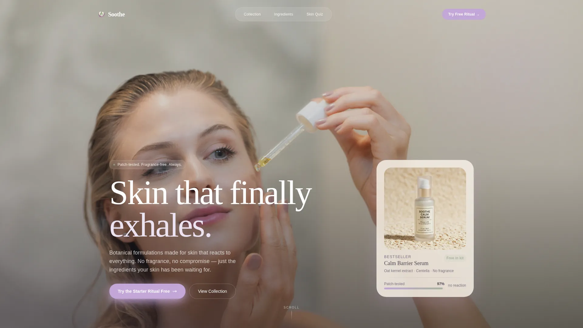 Calming Sensitive Skin Landing Page Template