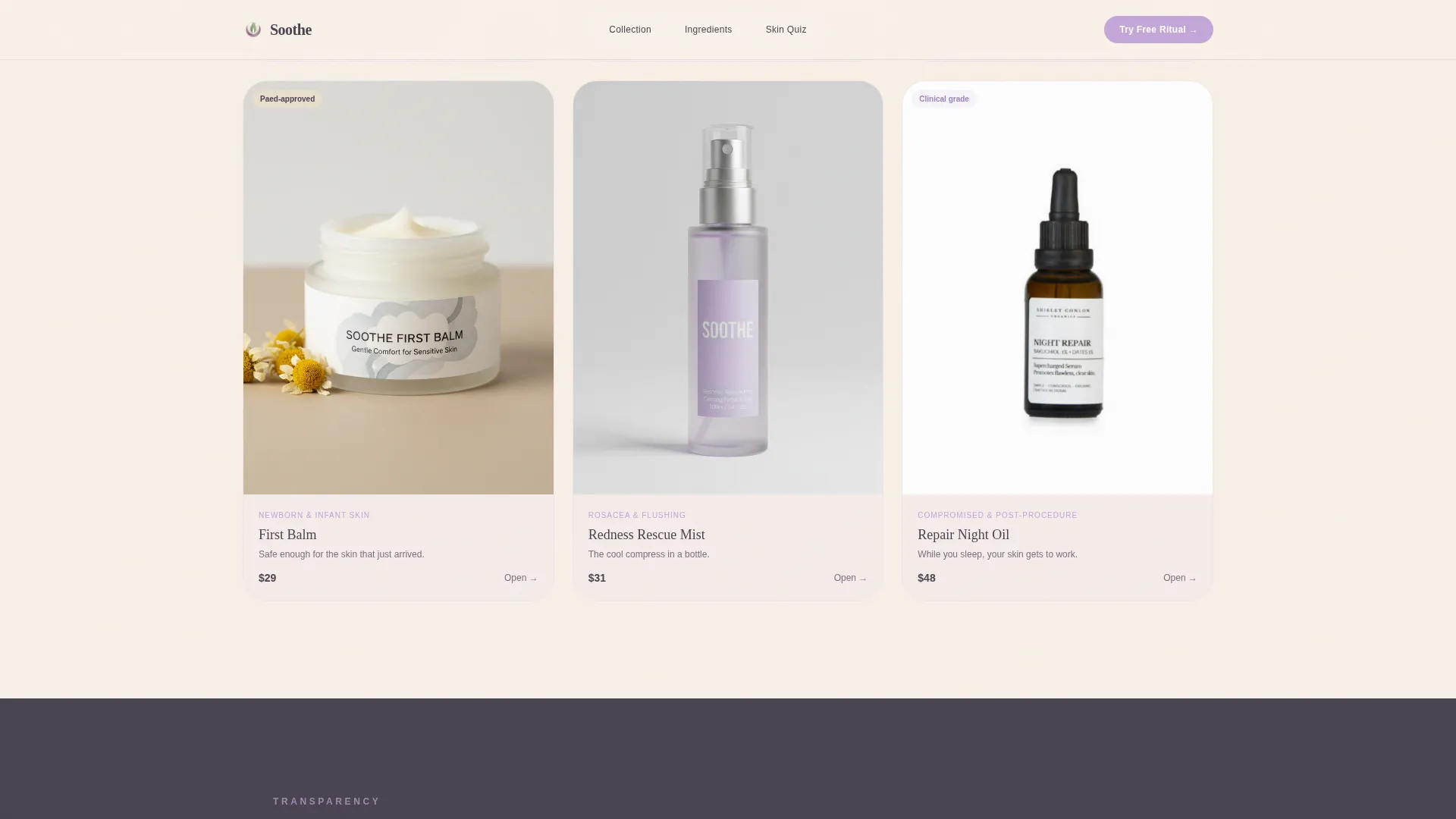Calming Sensitive Skin Landing Page Template