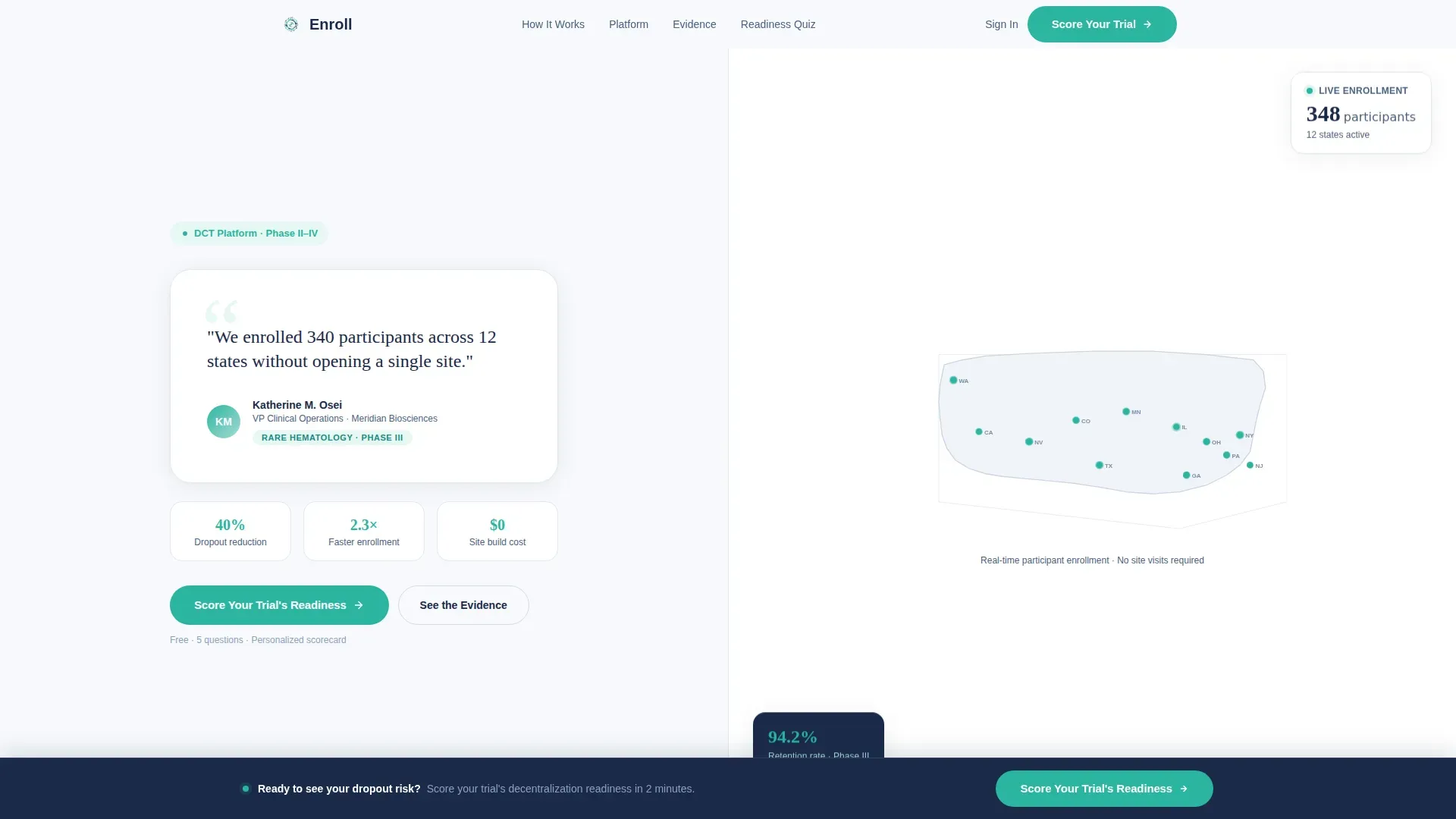 Decentralized Clinical Trial Platform Landing Page