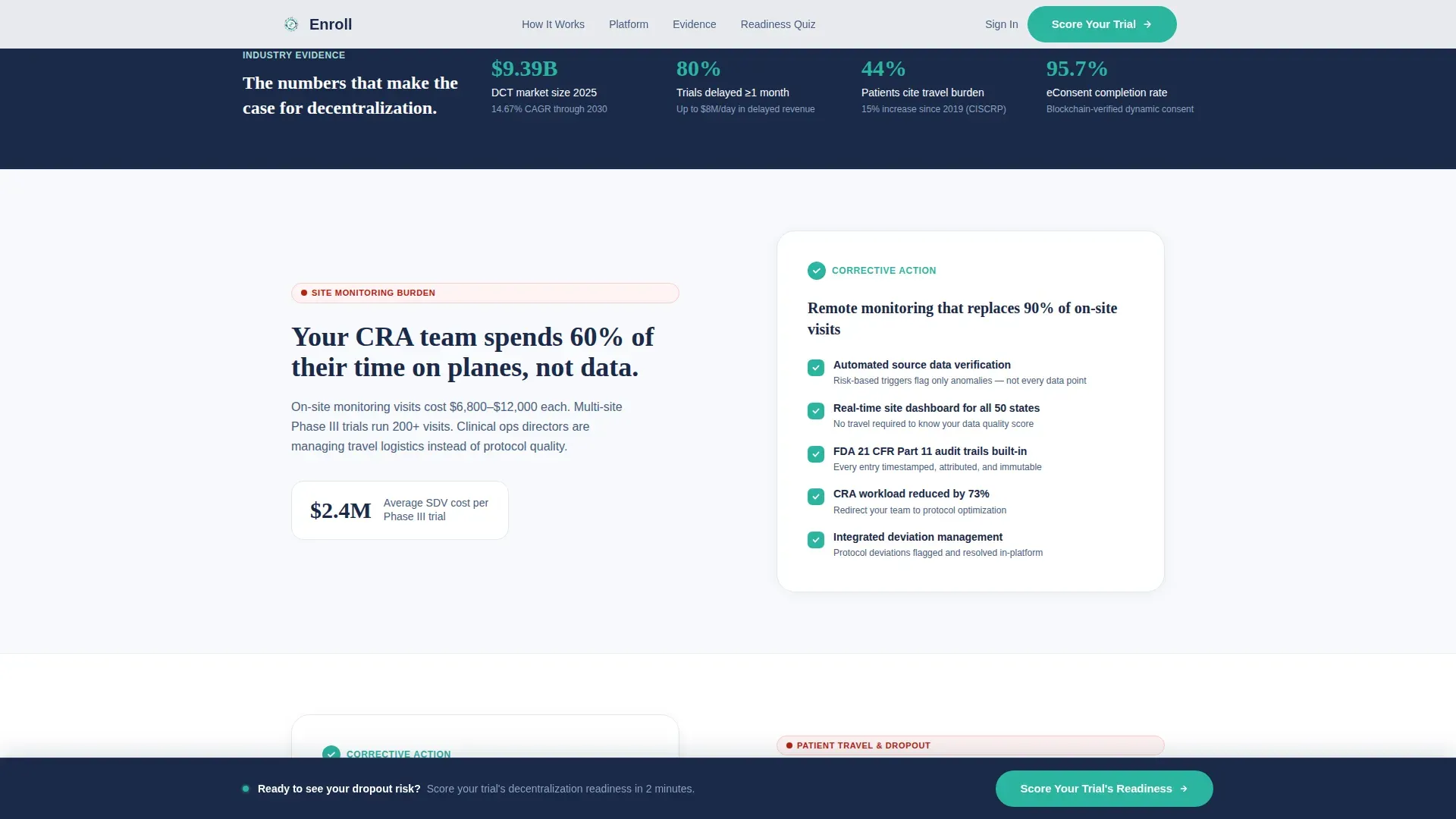 Decentralized Clinical Trial Platform Landing Page