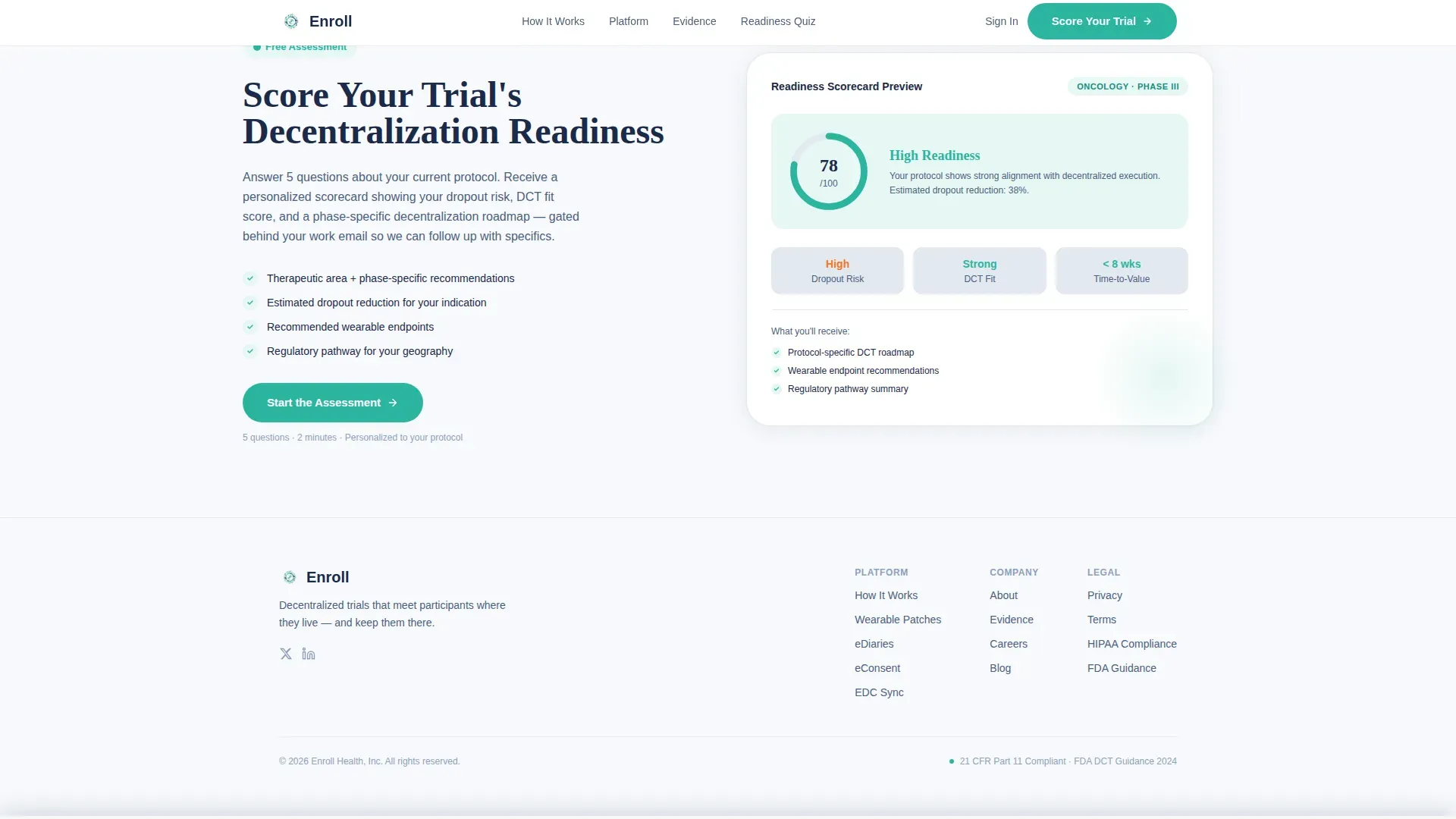 Decentralized Clinical Trial Platform Landing Page
