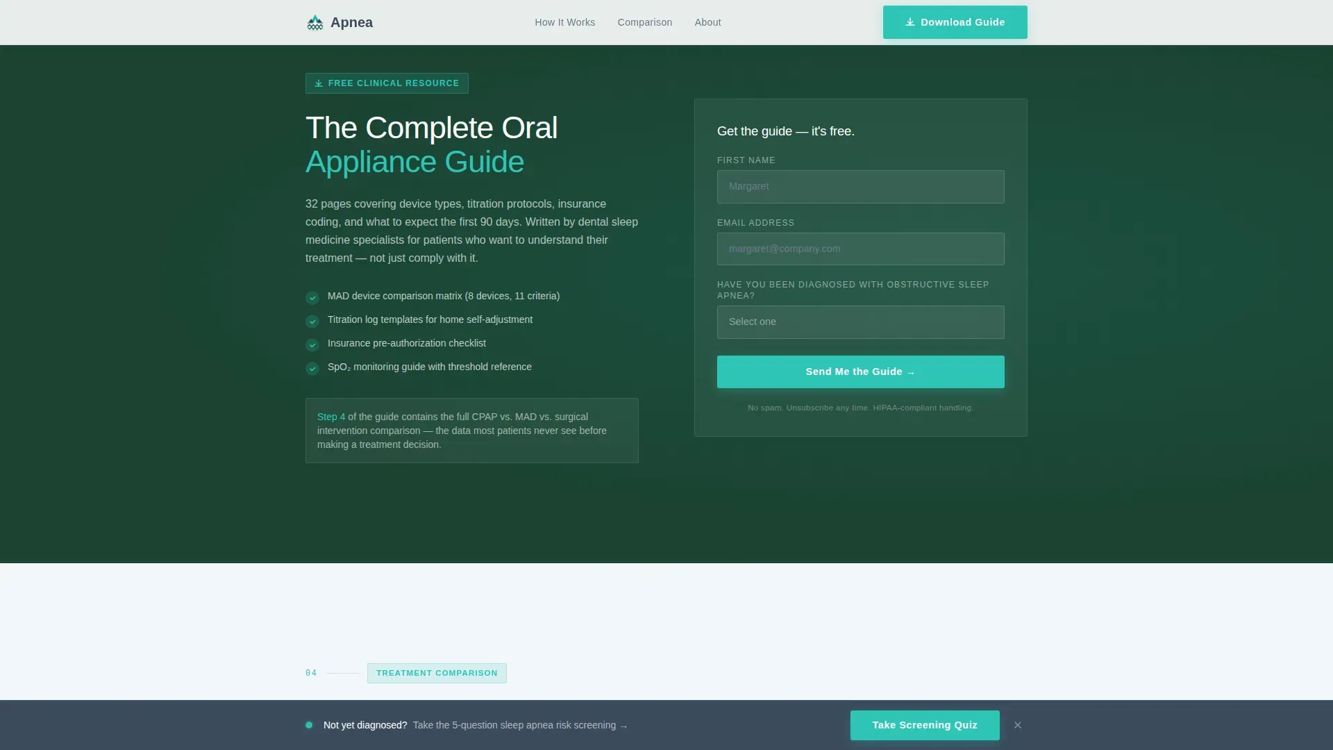 Oral Appliance Landing page Template