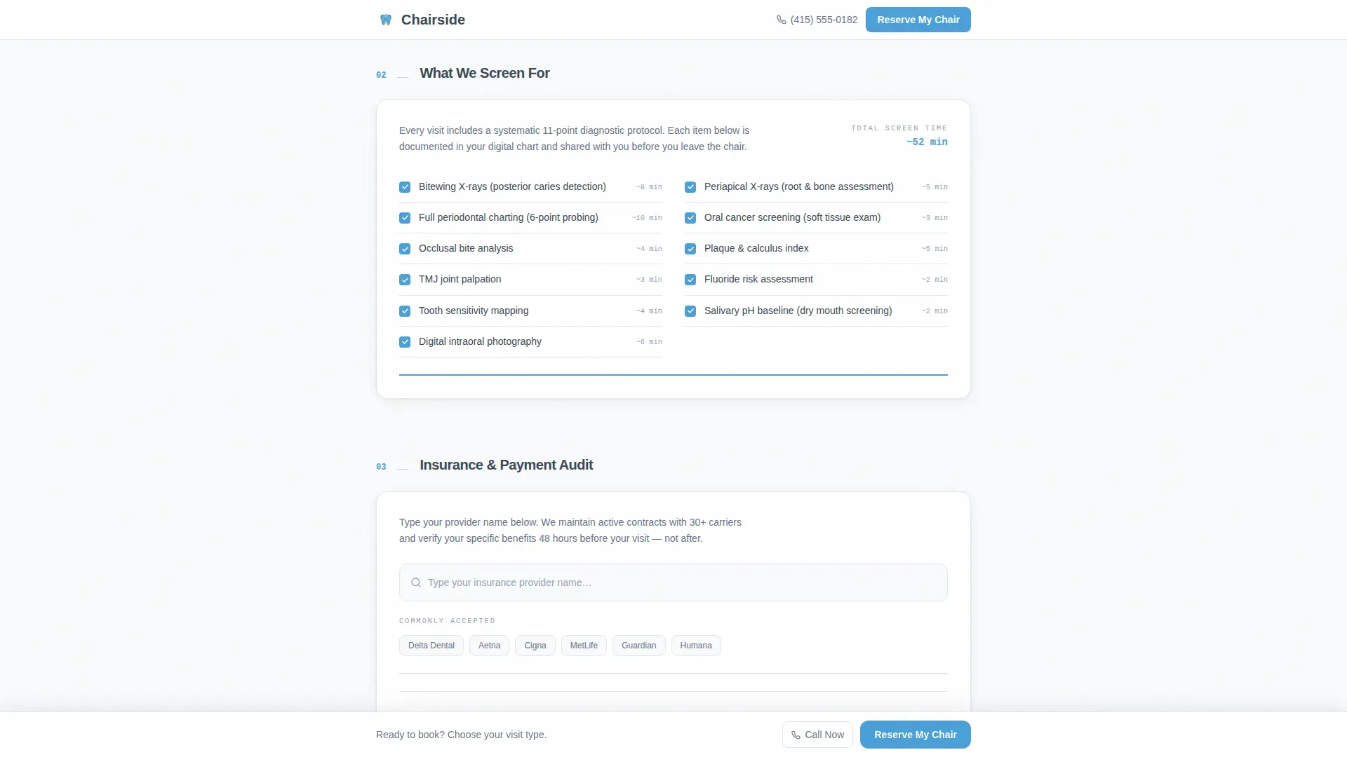 Dental Appointment Booking with Oral Health Audit Website Template