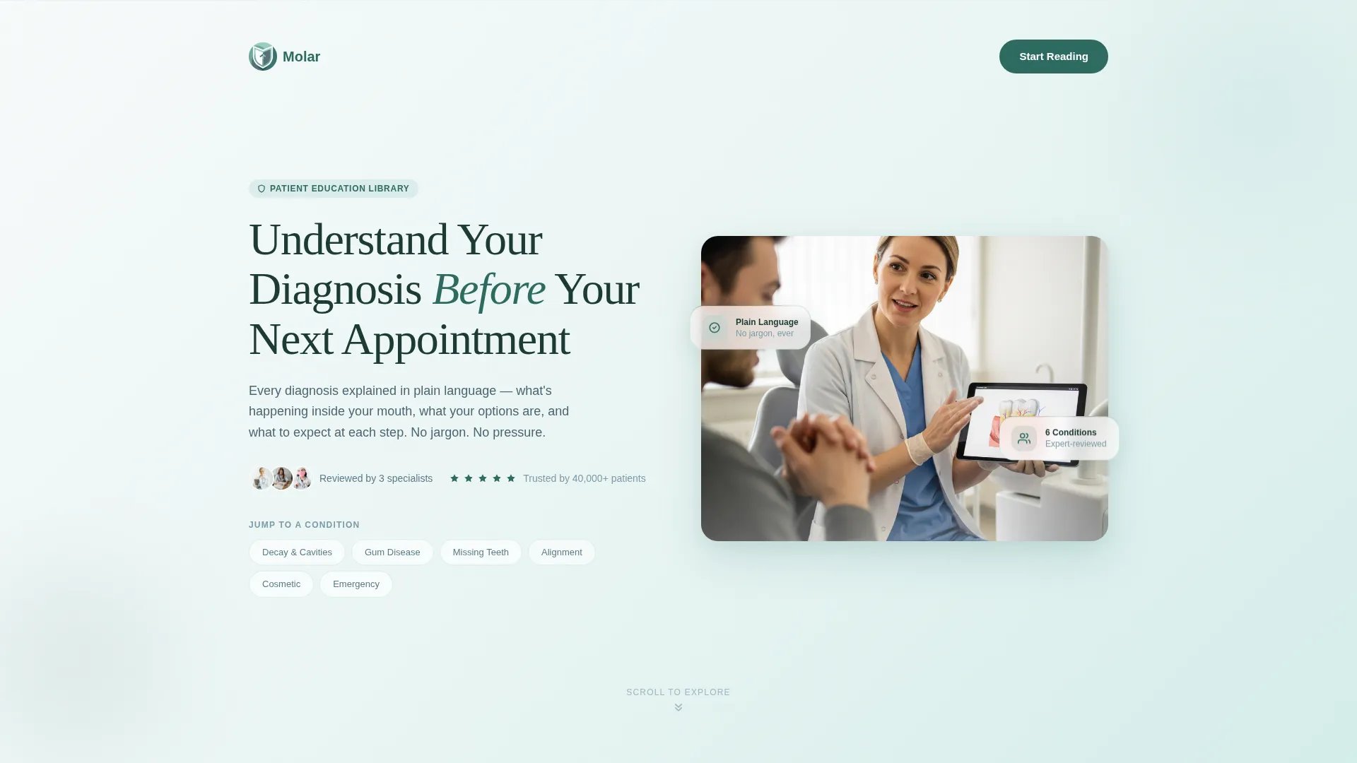 Dental Condition & Treatment Library Website Template