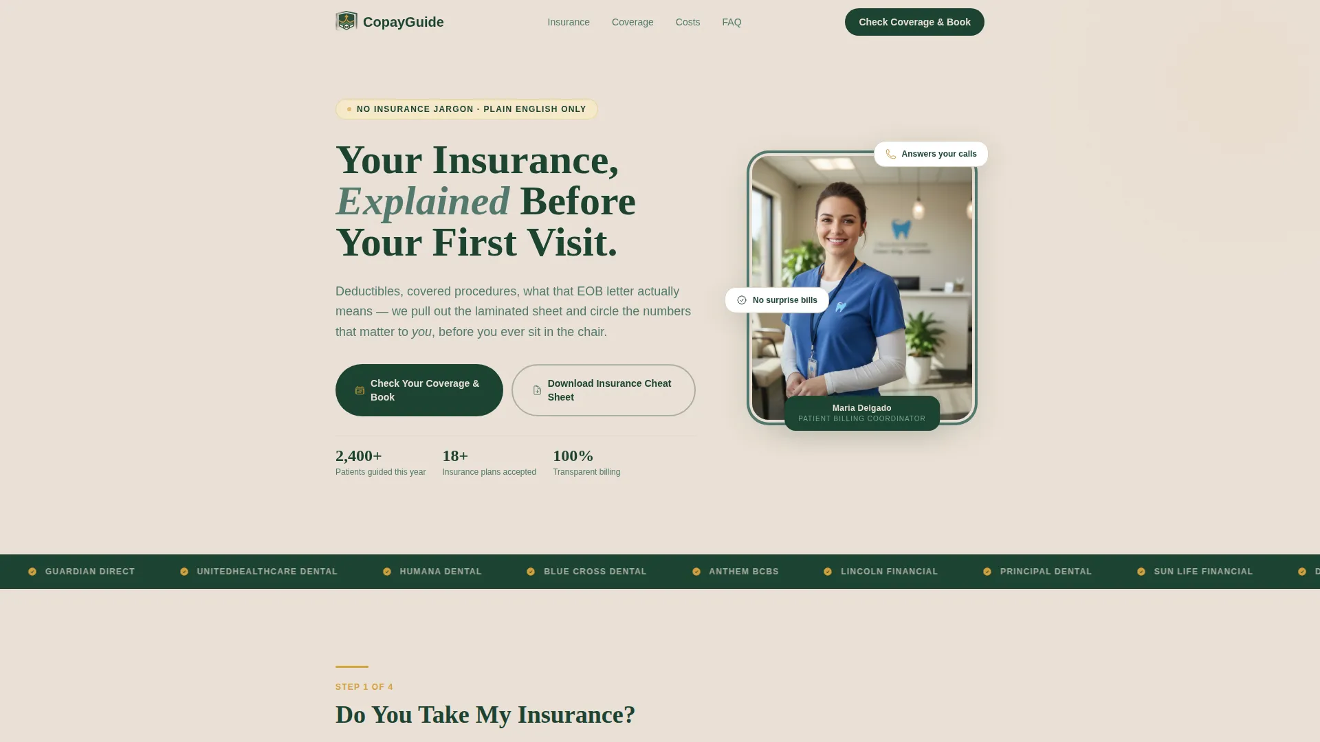 Dental Insurance & Billing Transparency Website Template