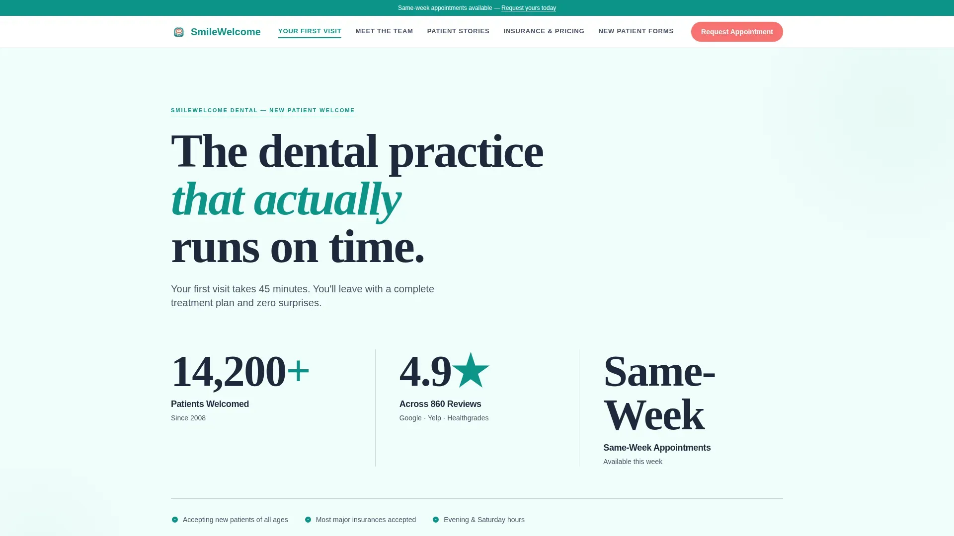 Dental Practice Trust & Anxiety Conversion Website Template