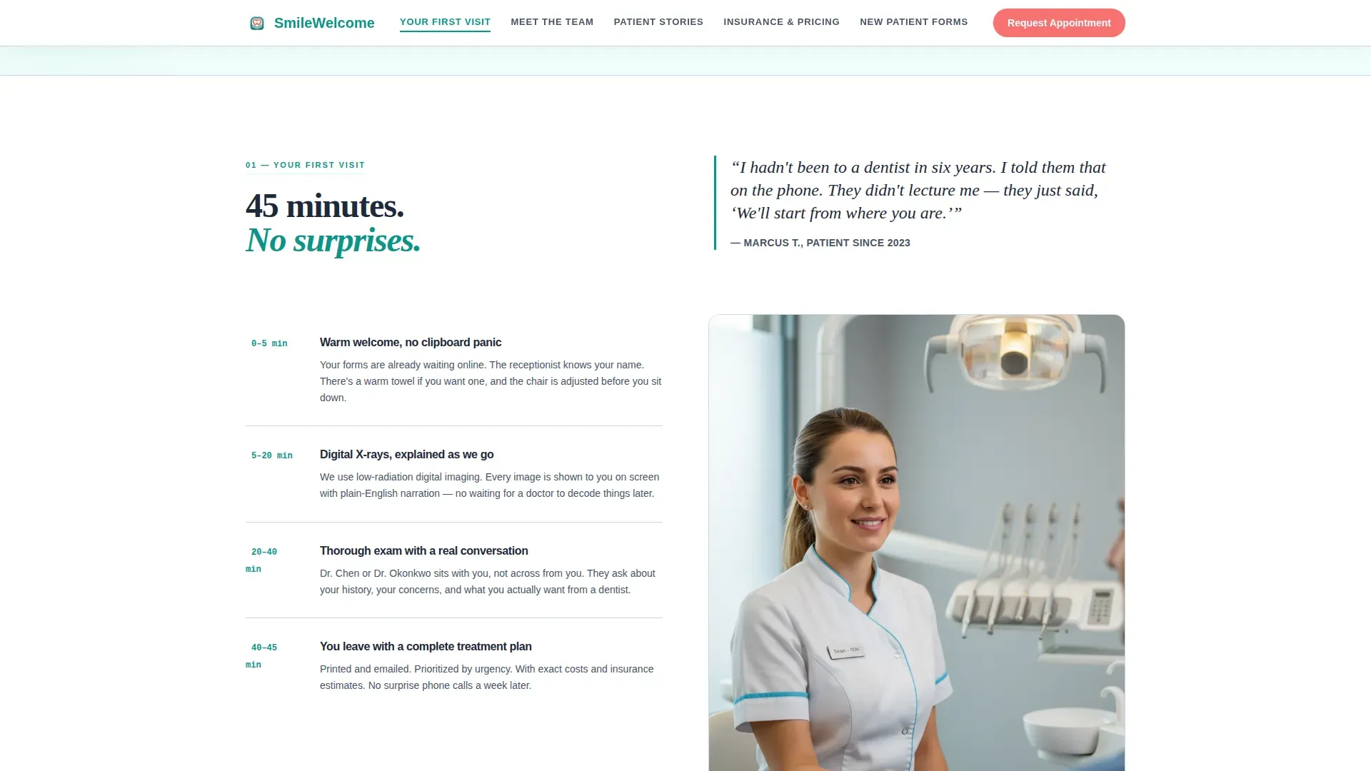 Dental Practice Trust & Anxiety Conversion Website Template