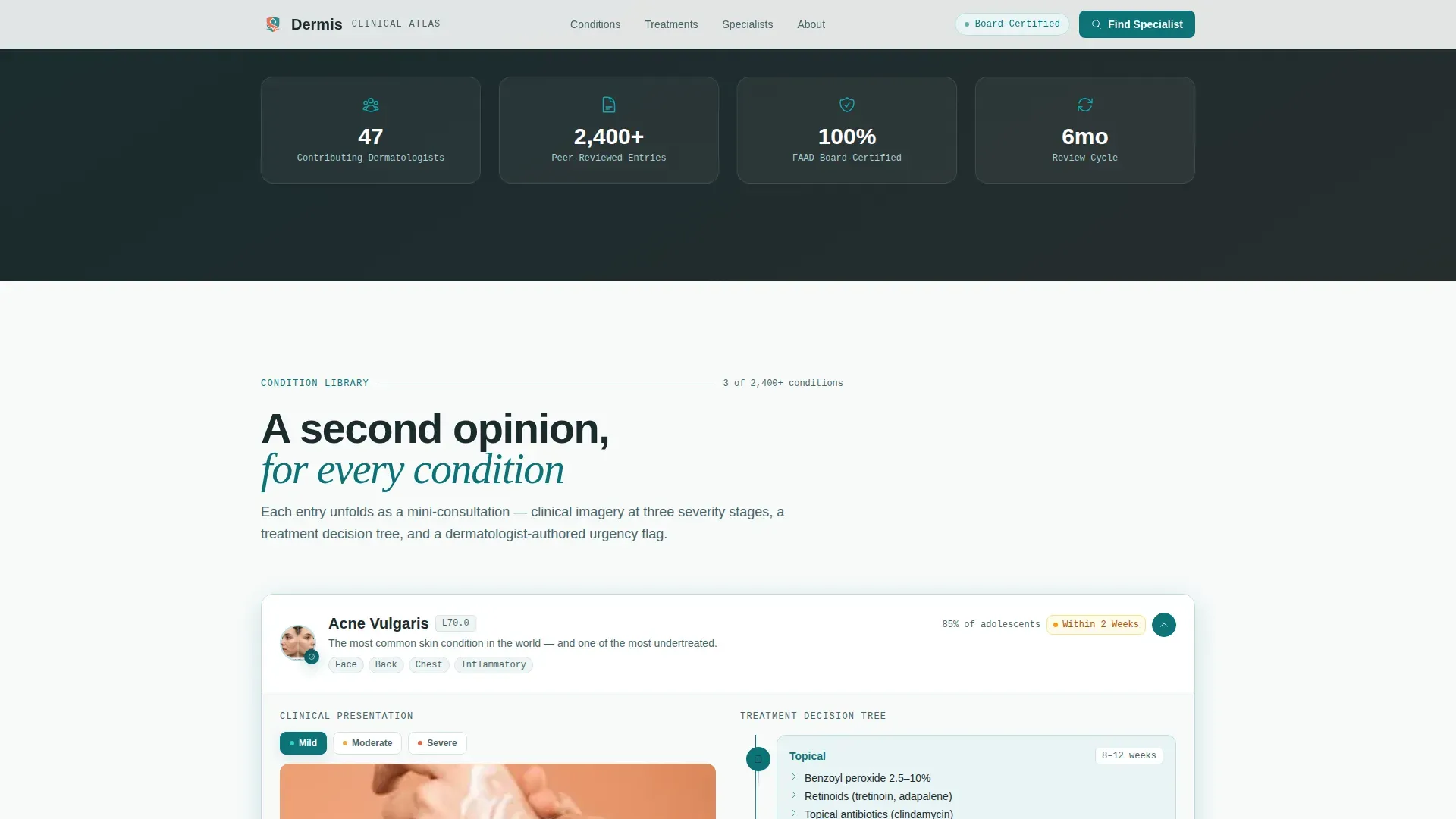 Dermatologist Skin Condition Library Landing Page