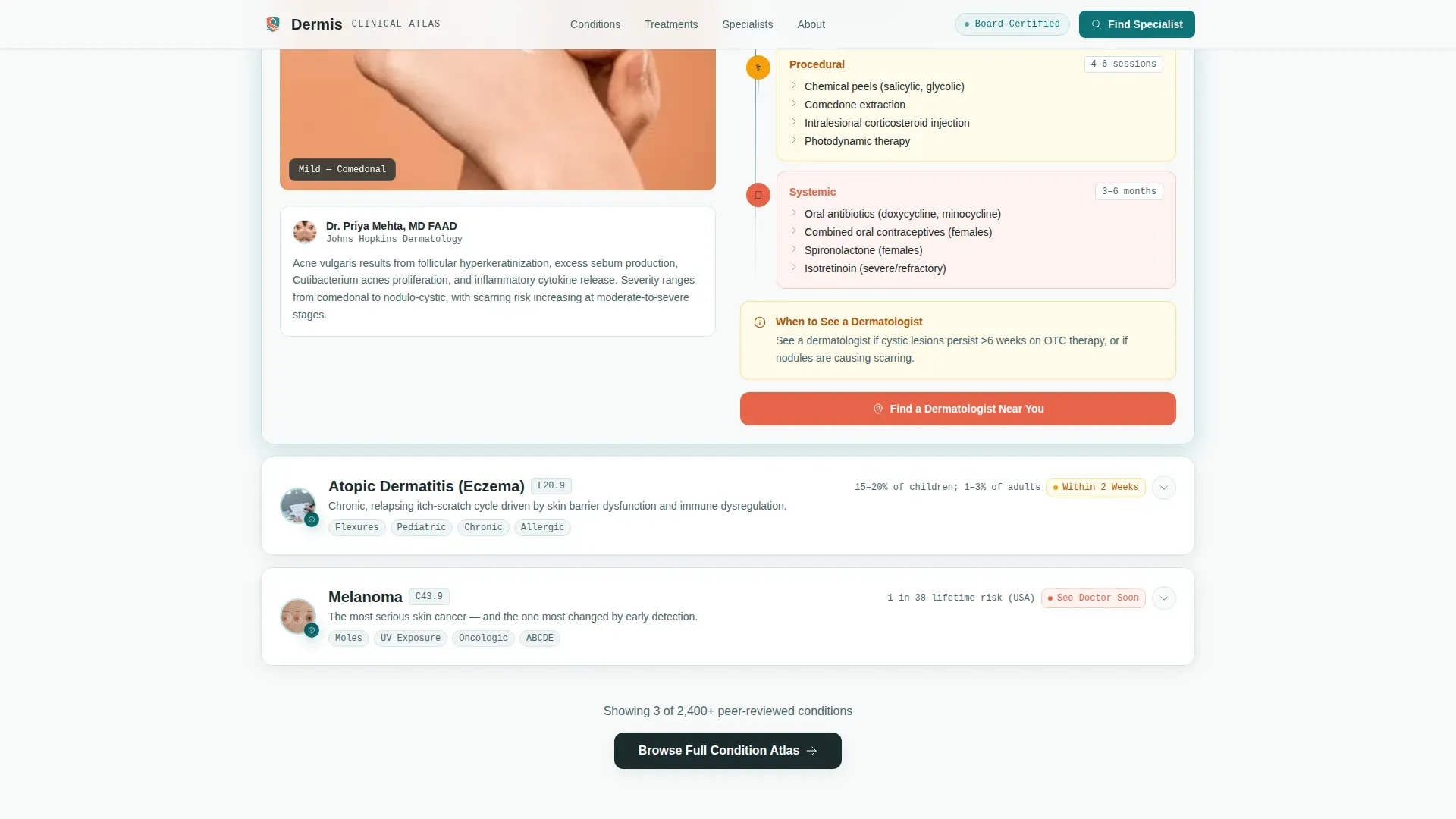 Dermatologist Skin Condition Library Landing Page