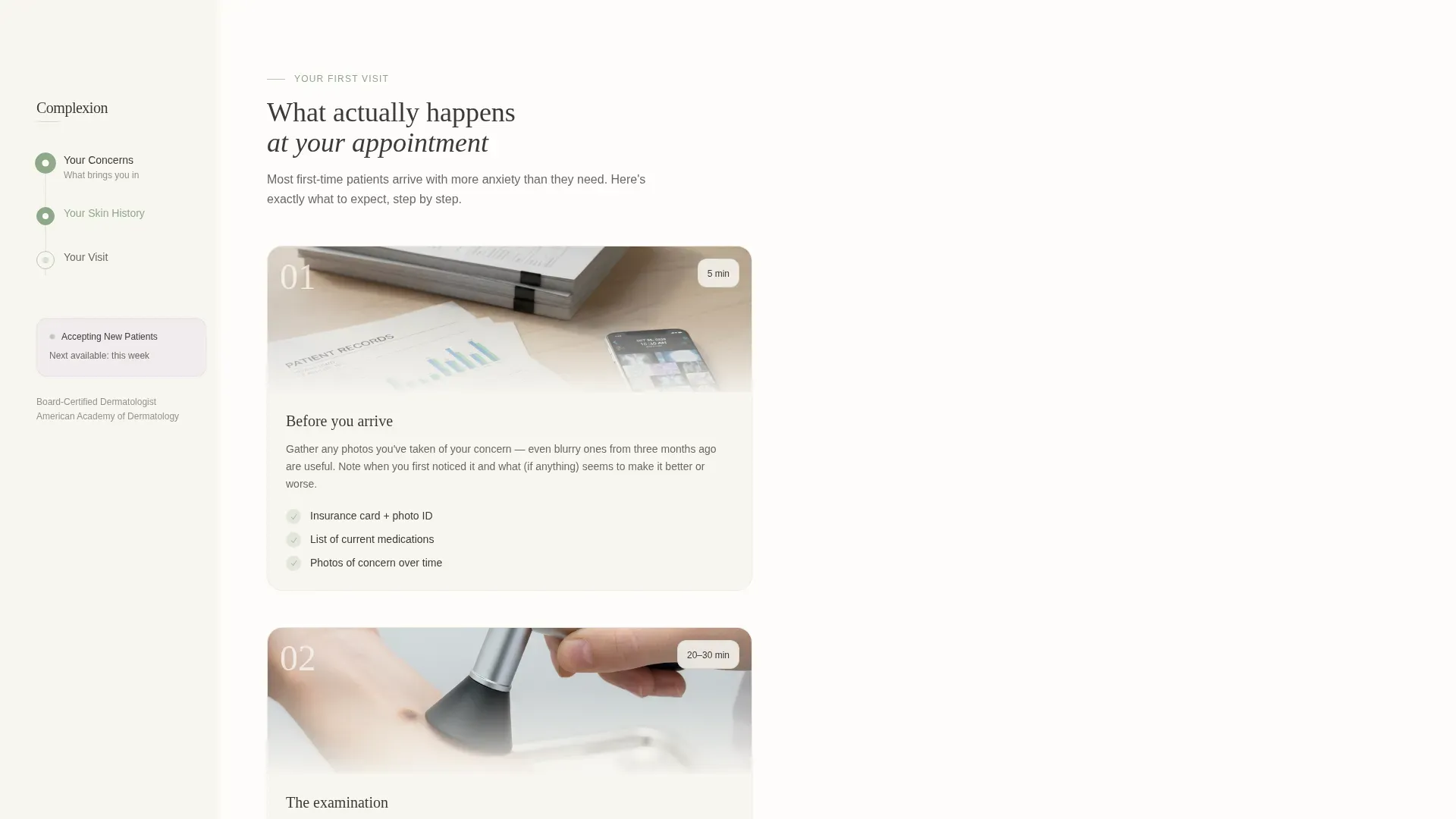 Dermatologist New Patient Welcome Landing Page
