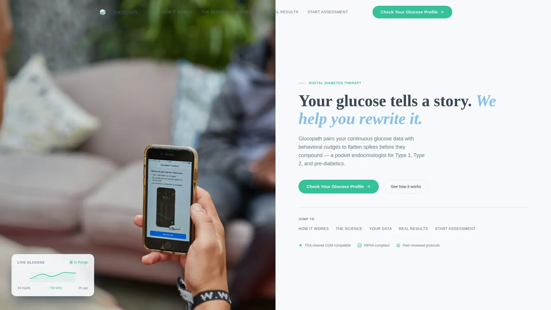 Diabetes Digital Therapy App Landing Page Template