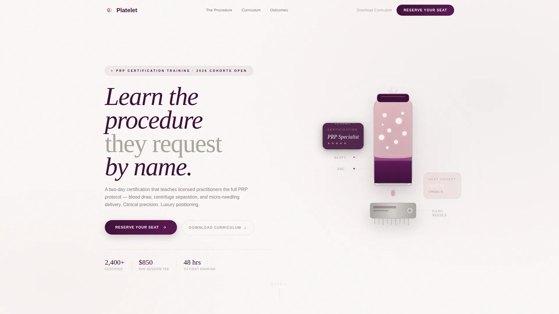 Luxe PRP Training Academy Landing Page Template