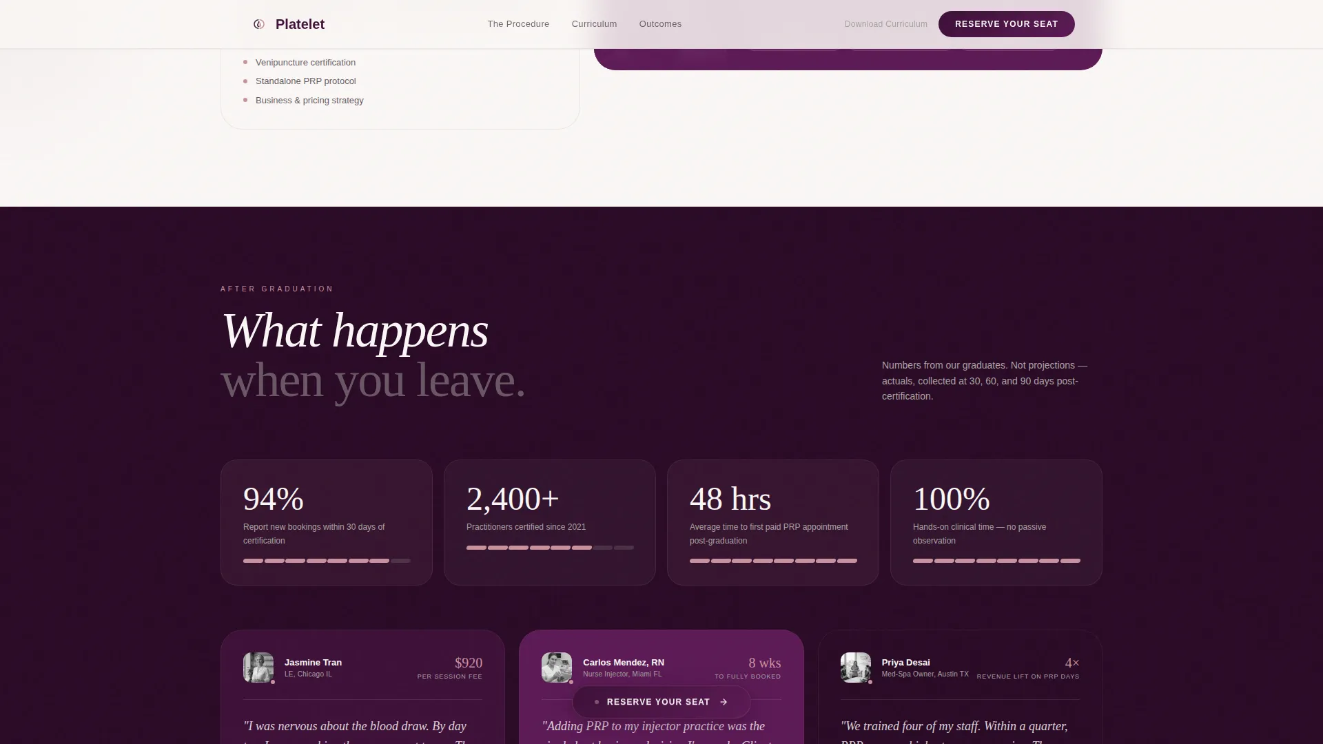 Luxe PRP Training Academy Landing Page Template