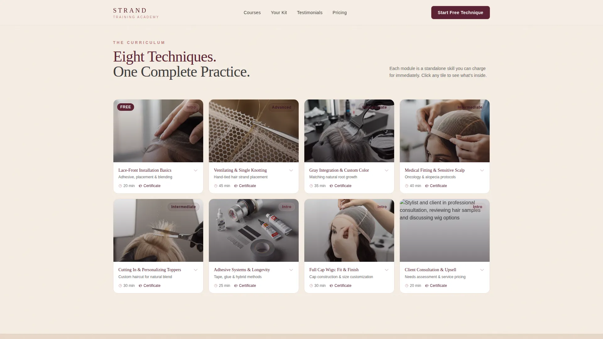 Wig & Topper Training Academy Landing Page Template
