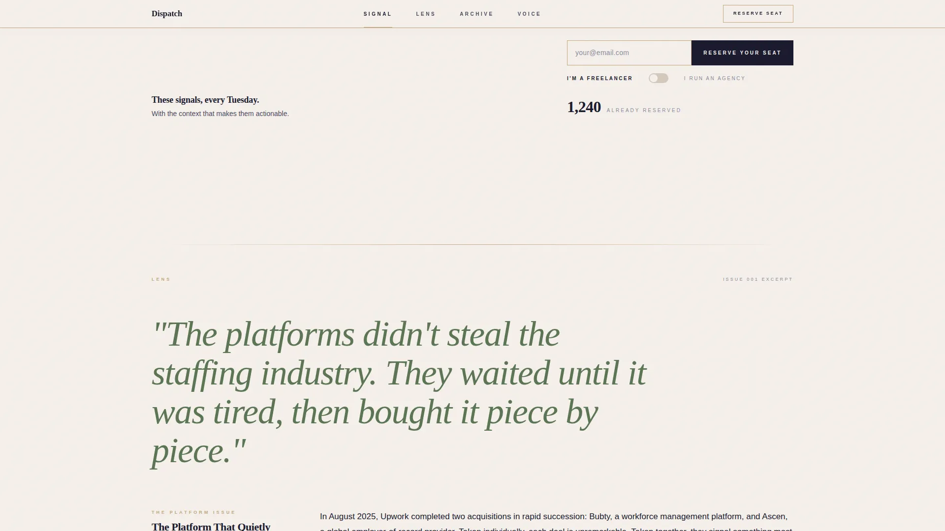 Agency & Freelance Newsletter Pre-Launch Website Template