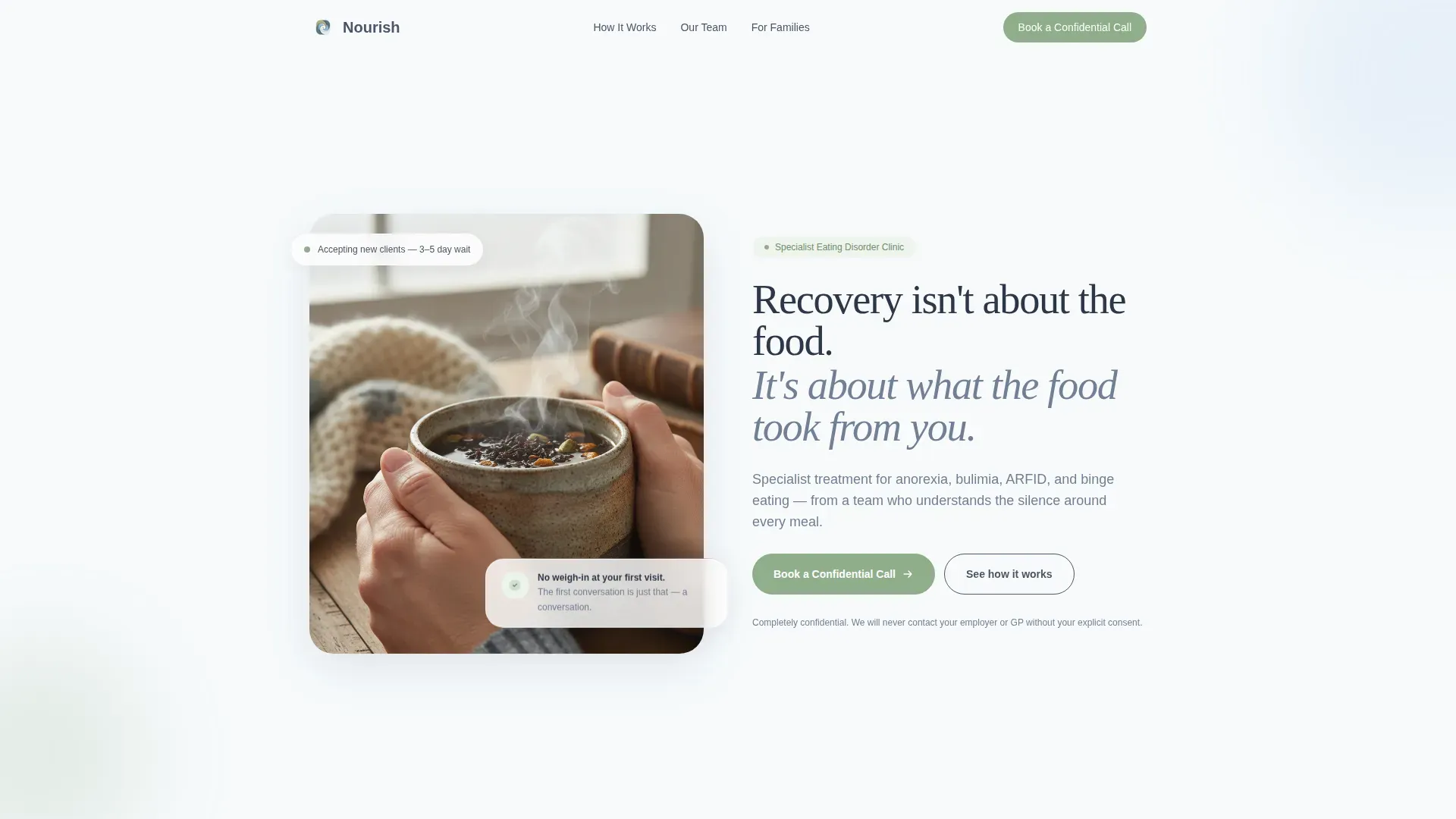 Advanced Eating Disorder Care Appointment Booking Website Template