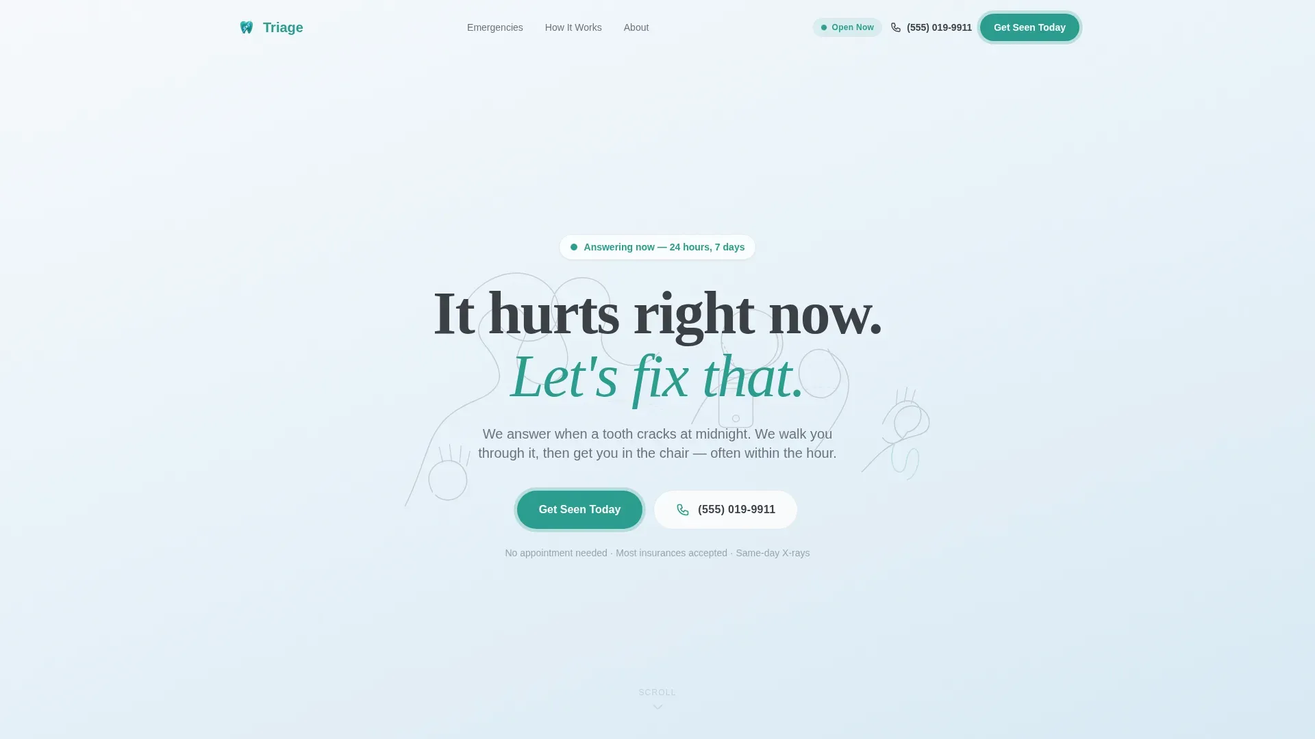 Emergency Dentist Advanced Booking Website Template