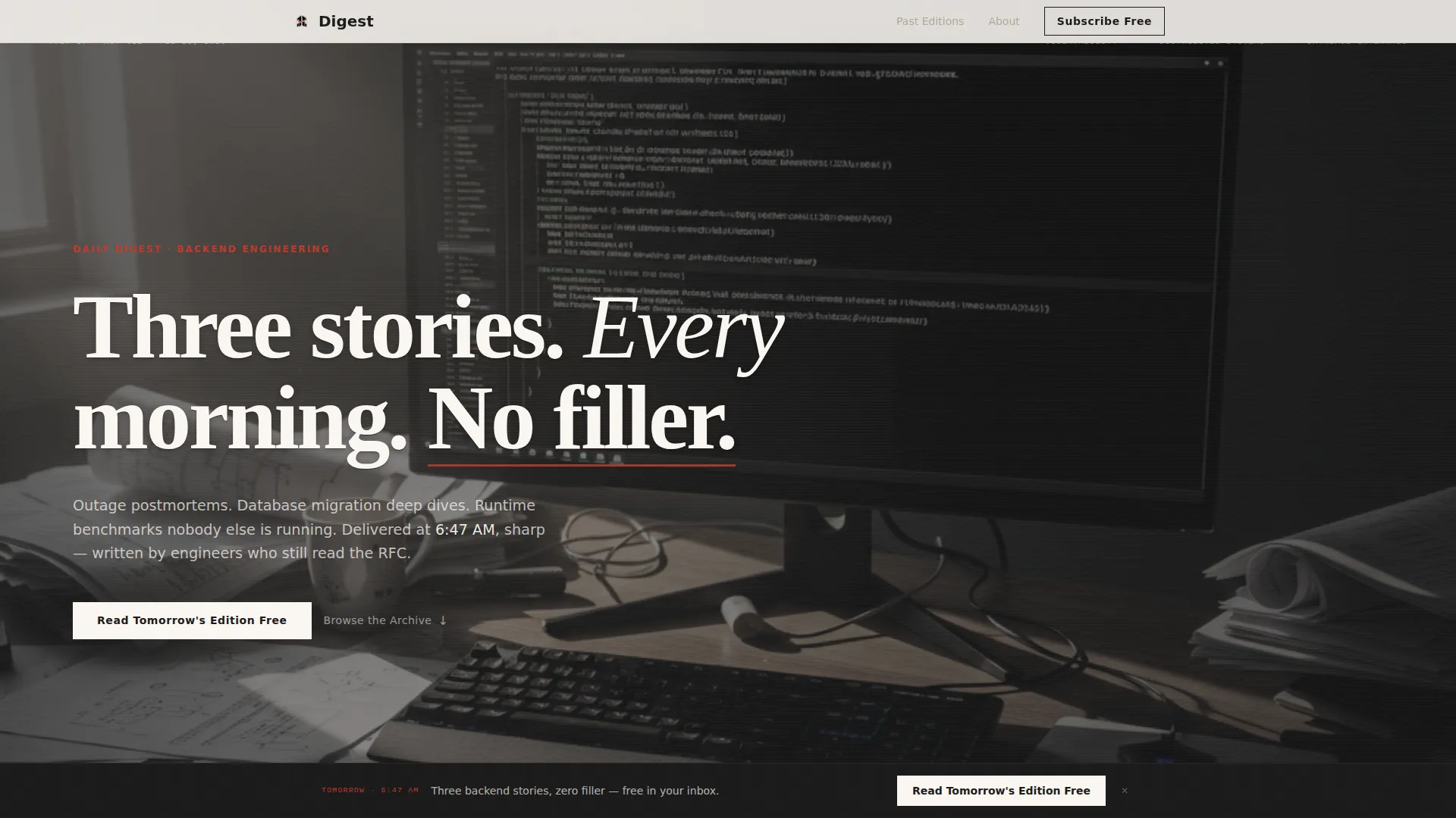 Backend Engineering Newsletter Blog Website Template