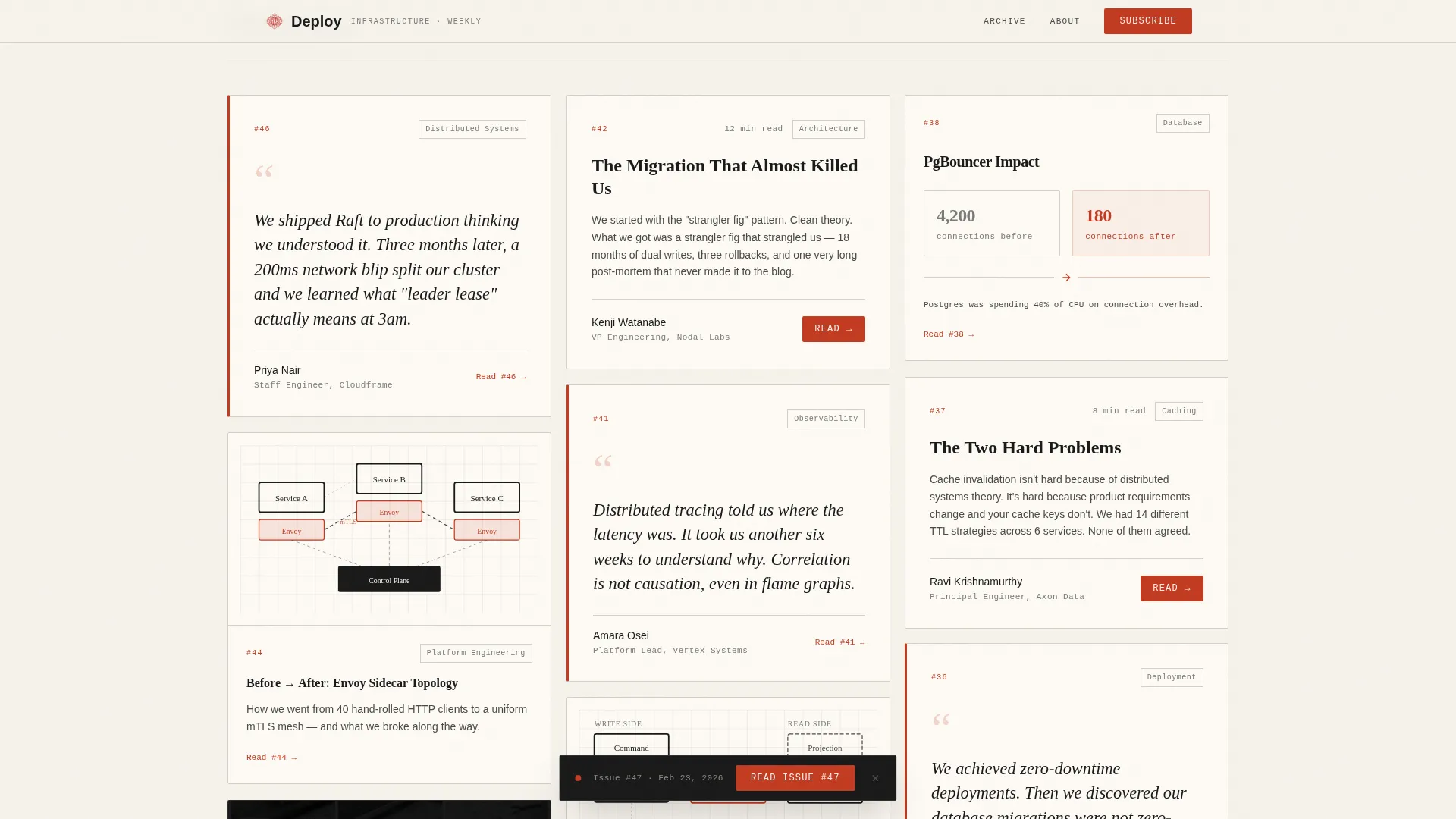 Backend Engineering Newsletter Specialist Blog Website Template