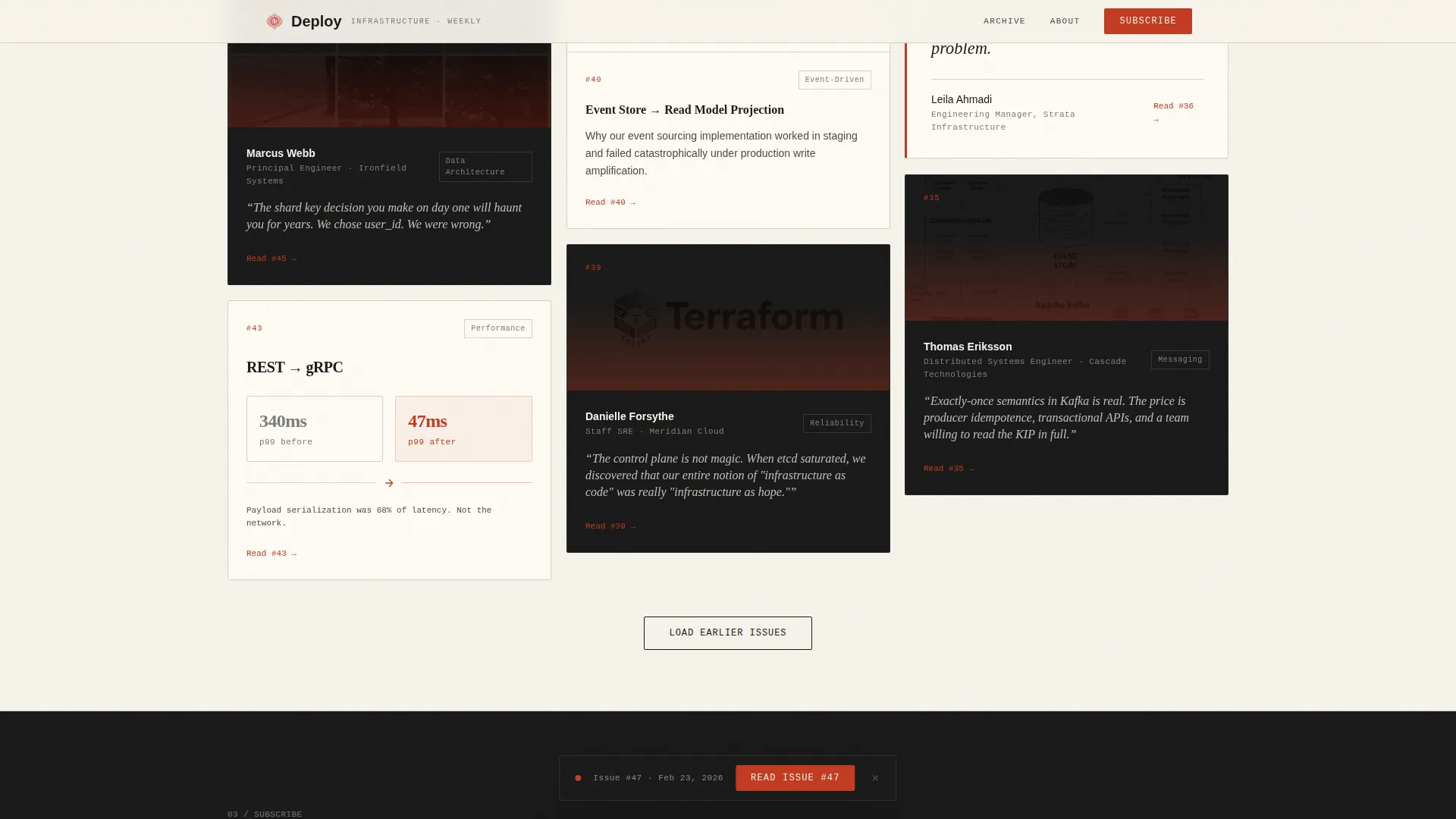 Backend Engineering Newsletter Specialist Blog Website Template