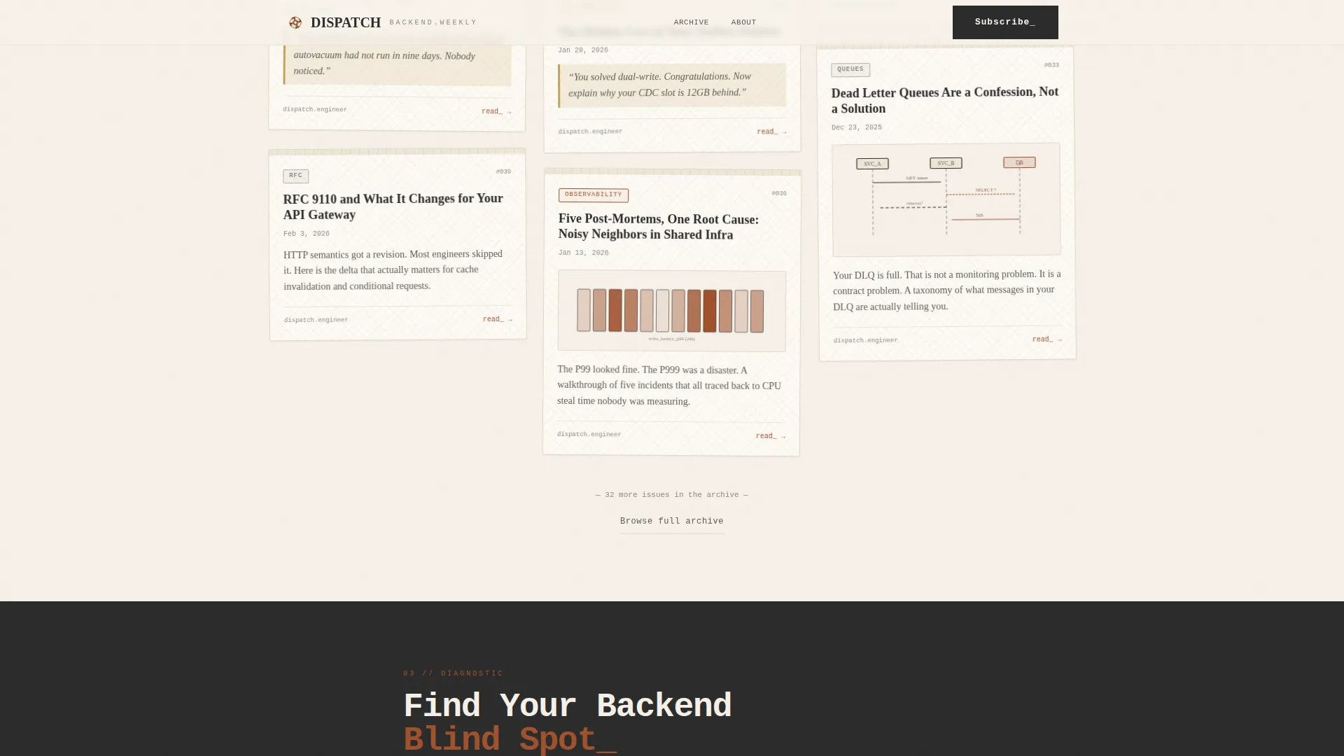 Backend Engineering Newsletter Professional Website Template