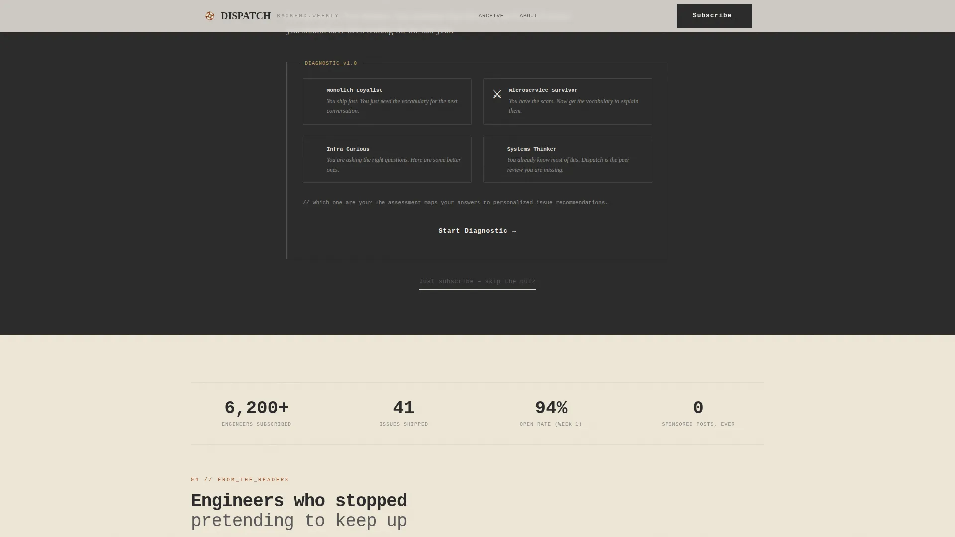 Backend Engineering Newsletter Professional Website Template