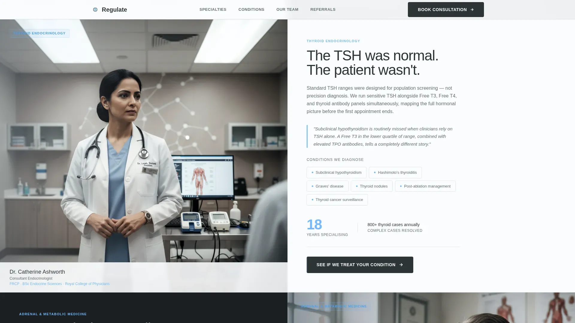 Endocrinology Practice Website Template for Undiagnosed Patients