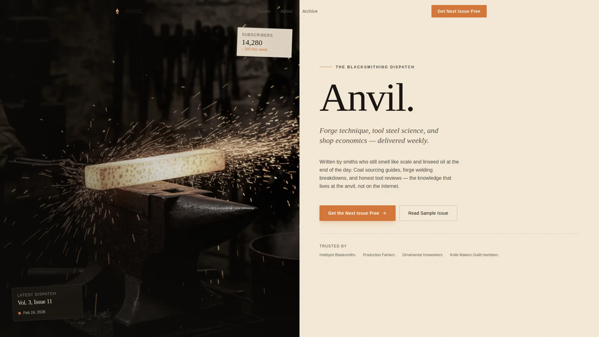 Forgetested Blacksmithing | Free Website Template | Rocket