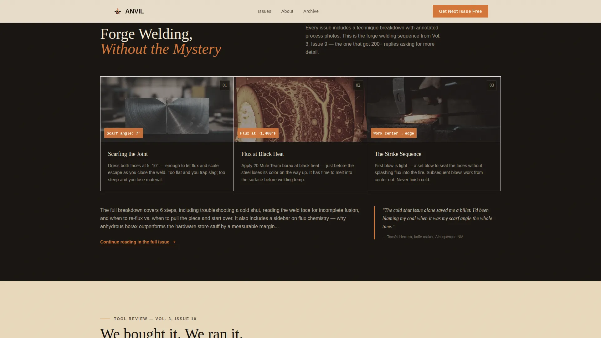Forgetested Blacksmithing | Free Website Template | Rocket