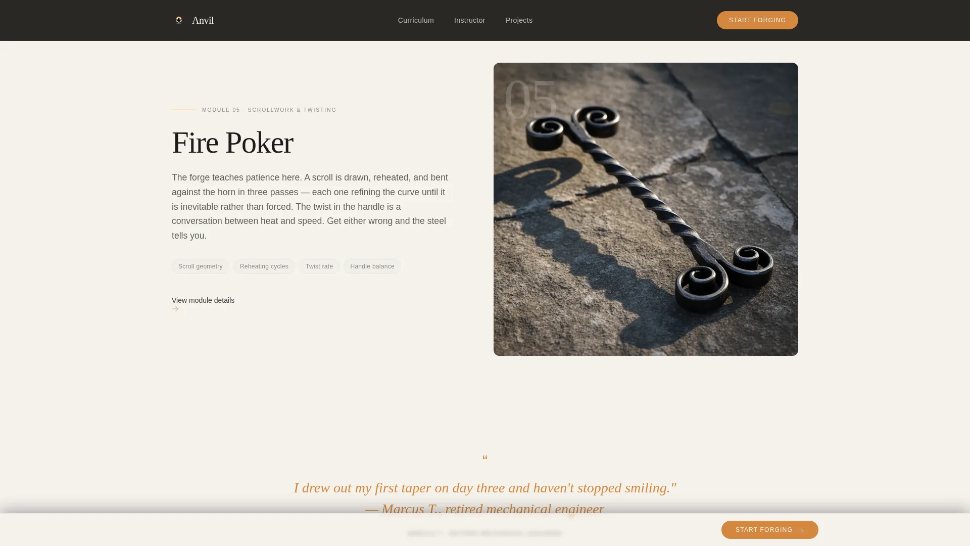 Masterful Blacksmithing | Free Website Template | Rocket