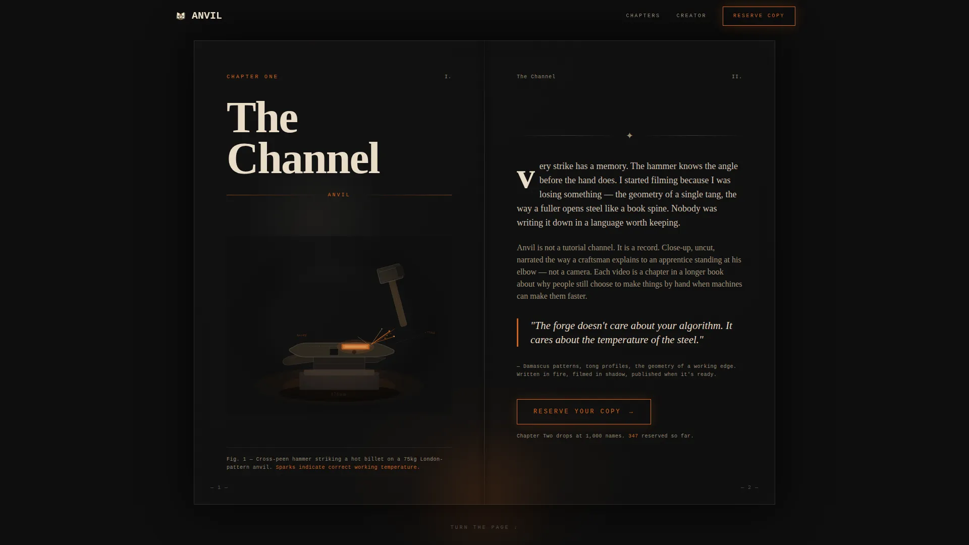 Cinematic Blacksmithing | Free Website Template | Rocket