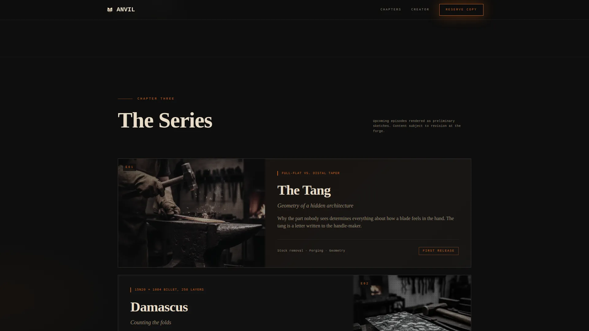 Cinematic Blacksmithing | Free Website Template | Rocket