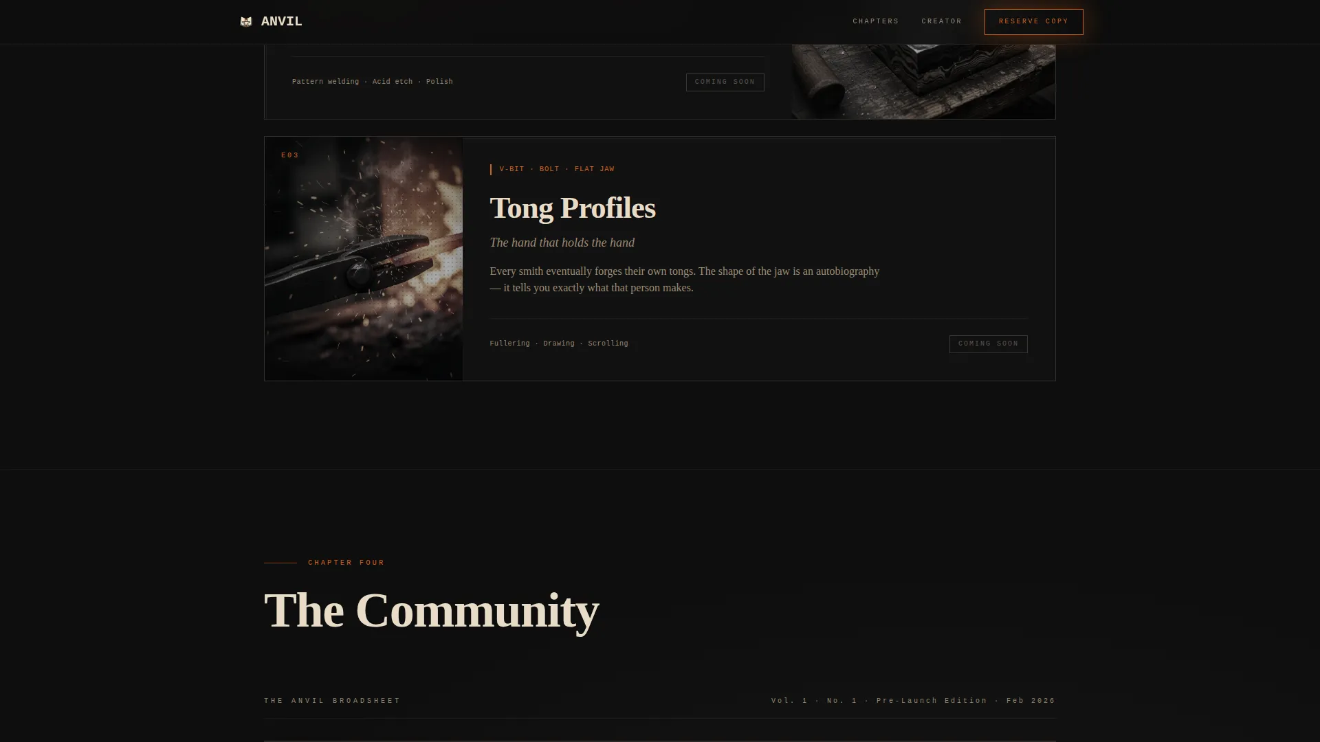 Cinematic Blacksmithing | Free Website Template | Rocket