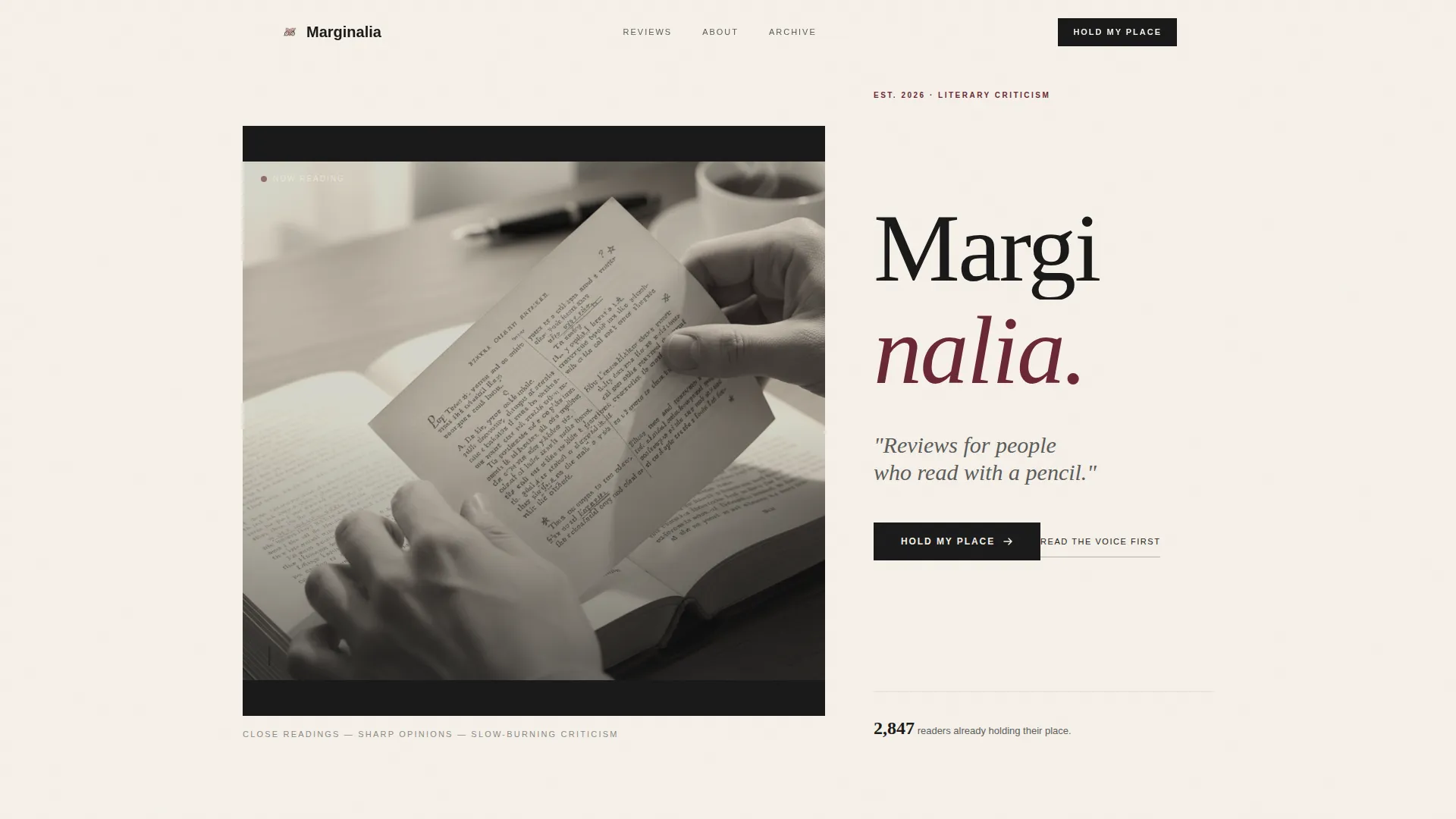 Book Reviews & Literary Criticism Content Specialist Booking Website Template
