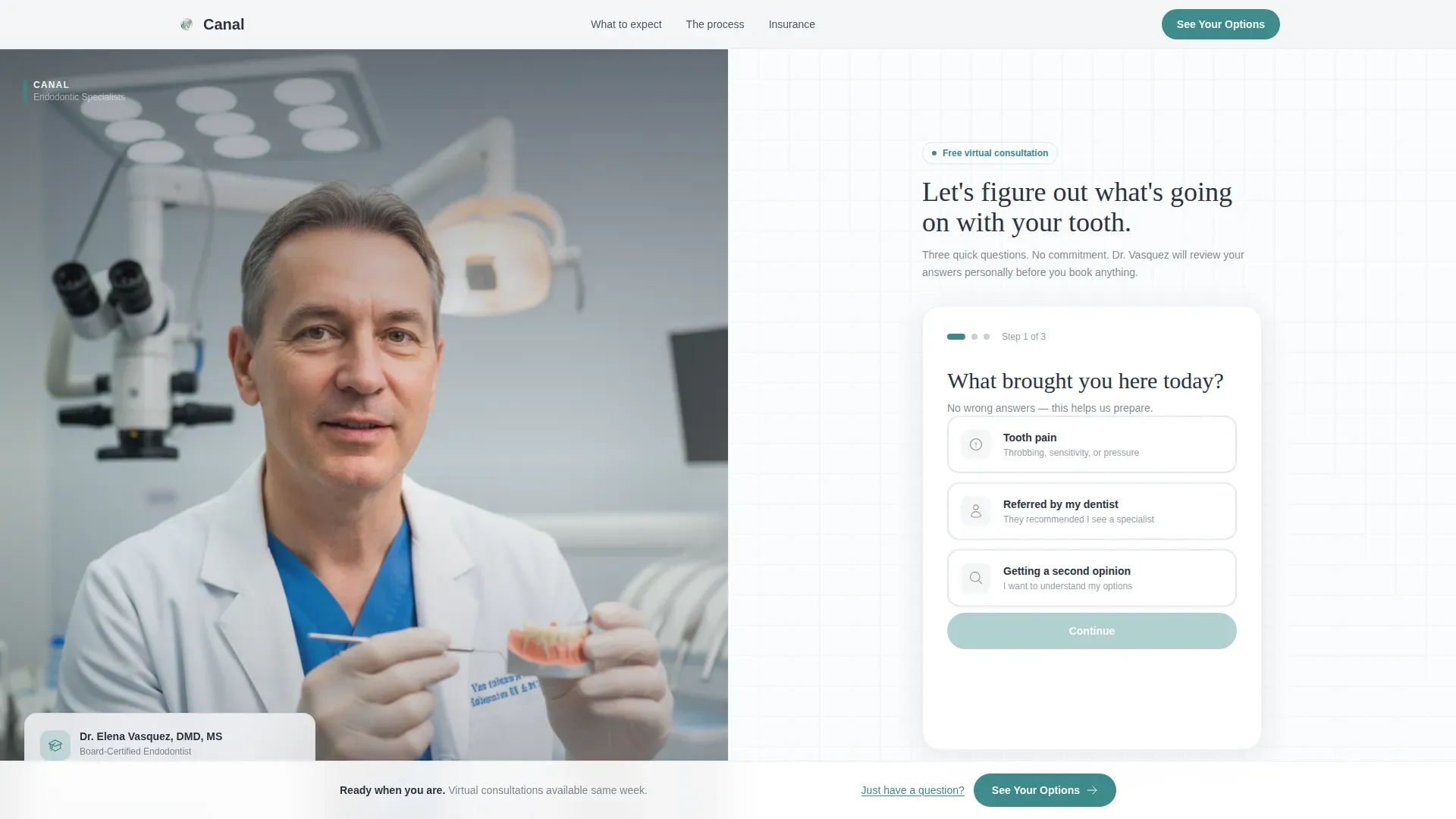 Endodontist Expert Booking Website Template