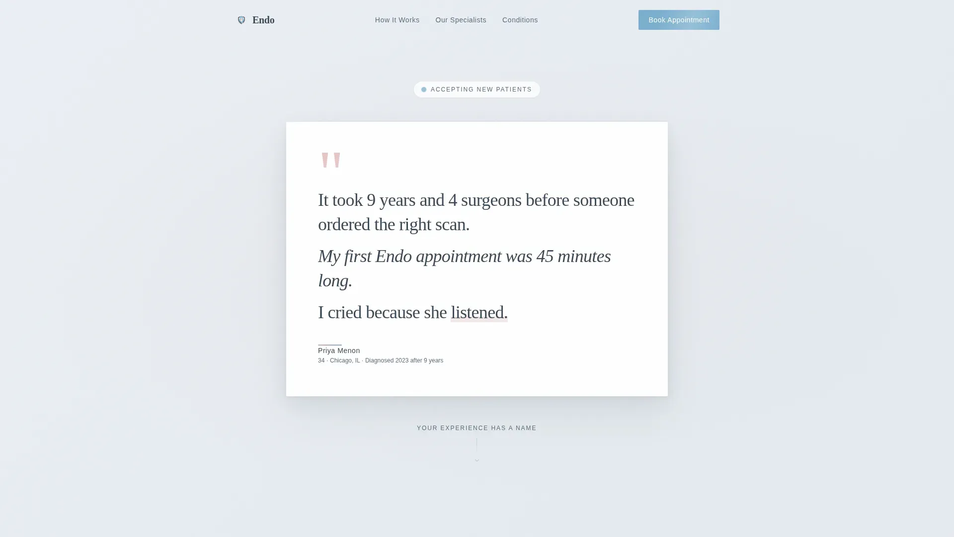 Endometriosis Care Booking Website Template