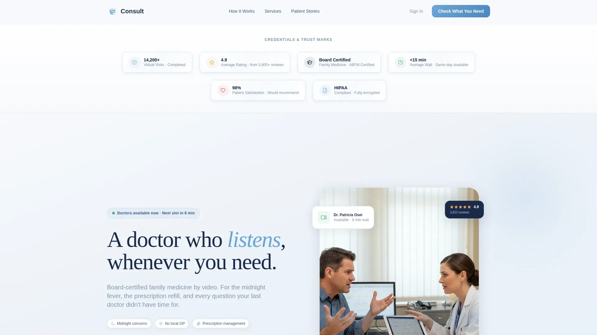 Virtual Family Doctor Consultation Landing Page