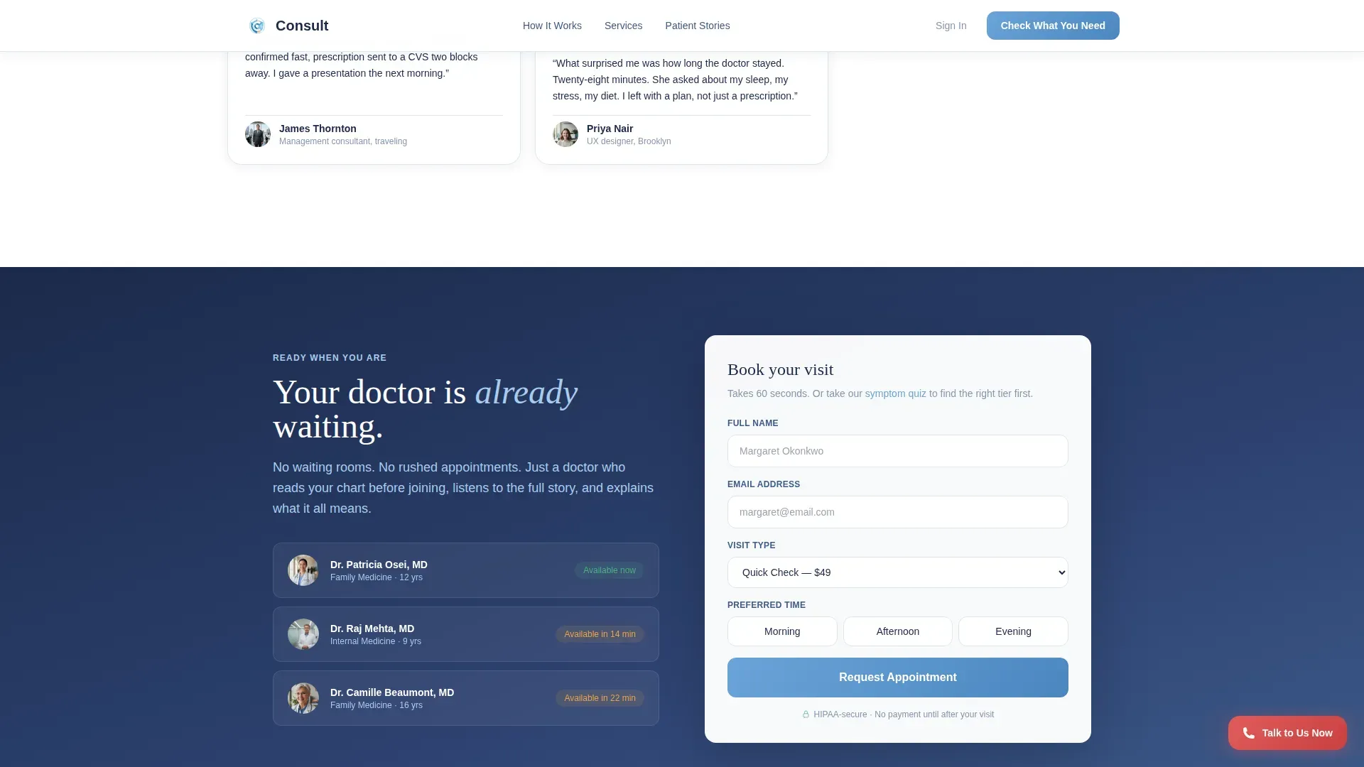 Virtual Family Doctor Consultation Landing Page