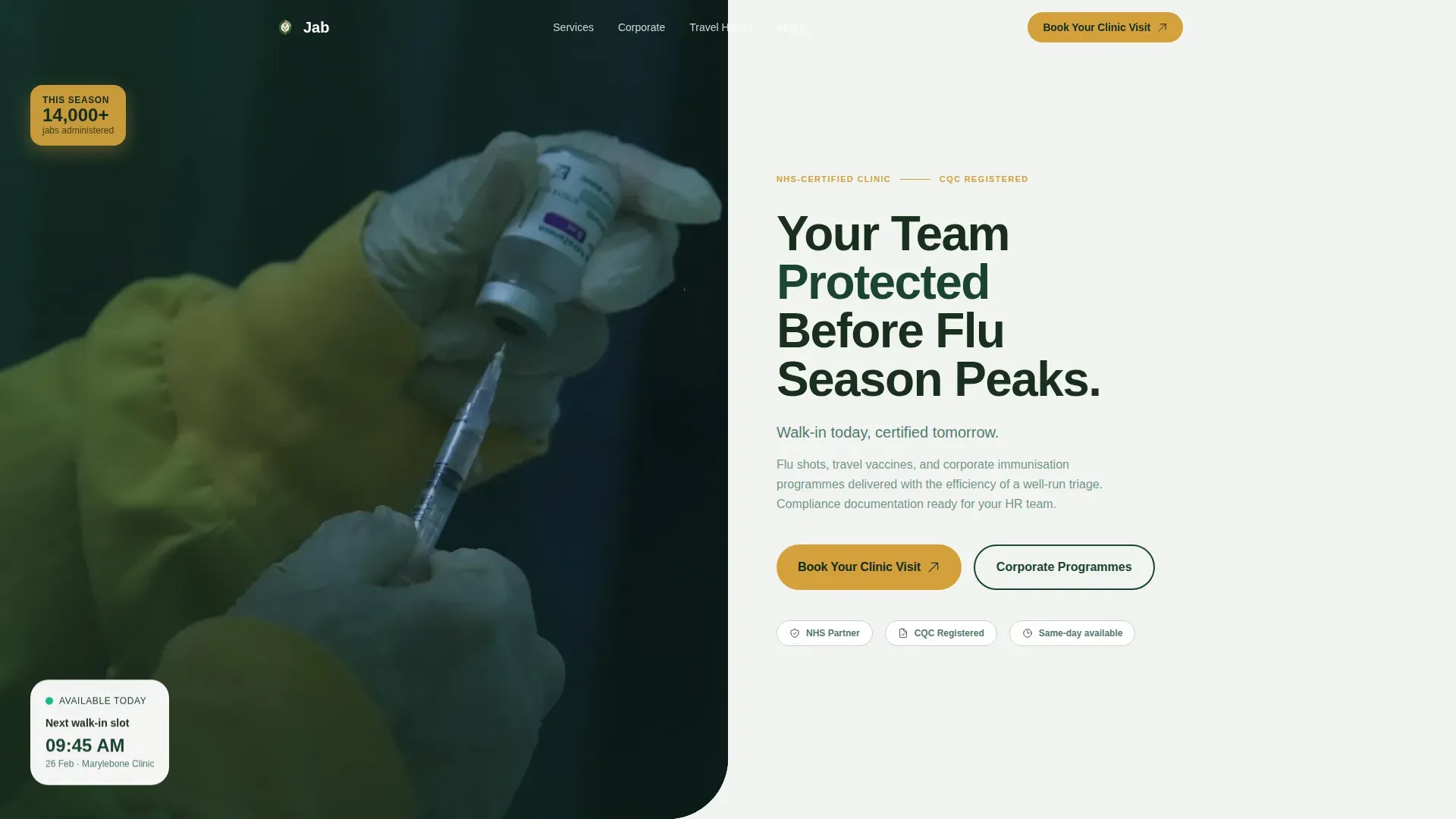 Vaccine Clinic Landing page Template