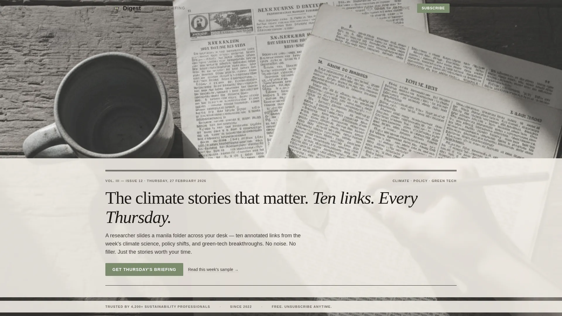 Climate & Sustainability Newsletter Advanced Blog Website Template