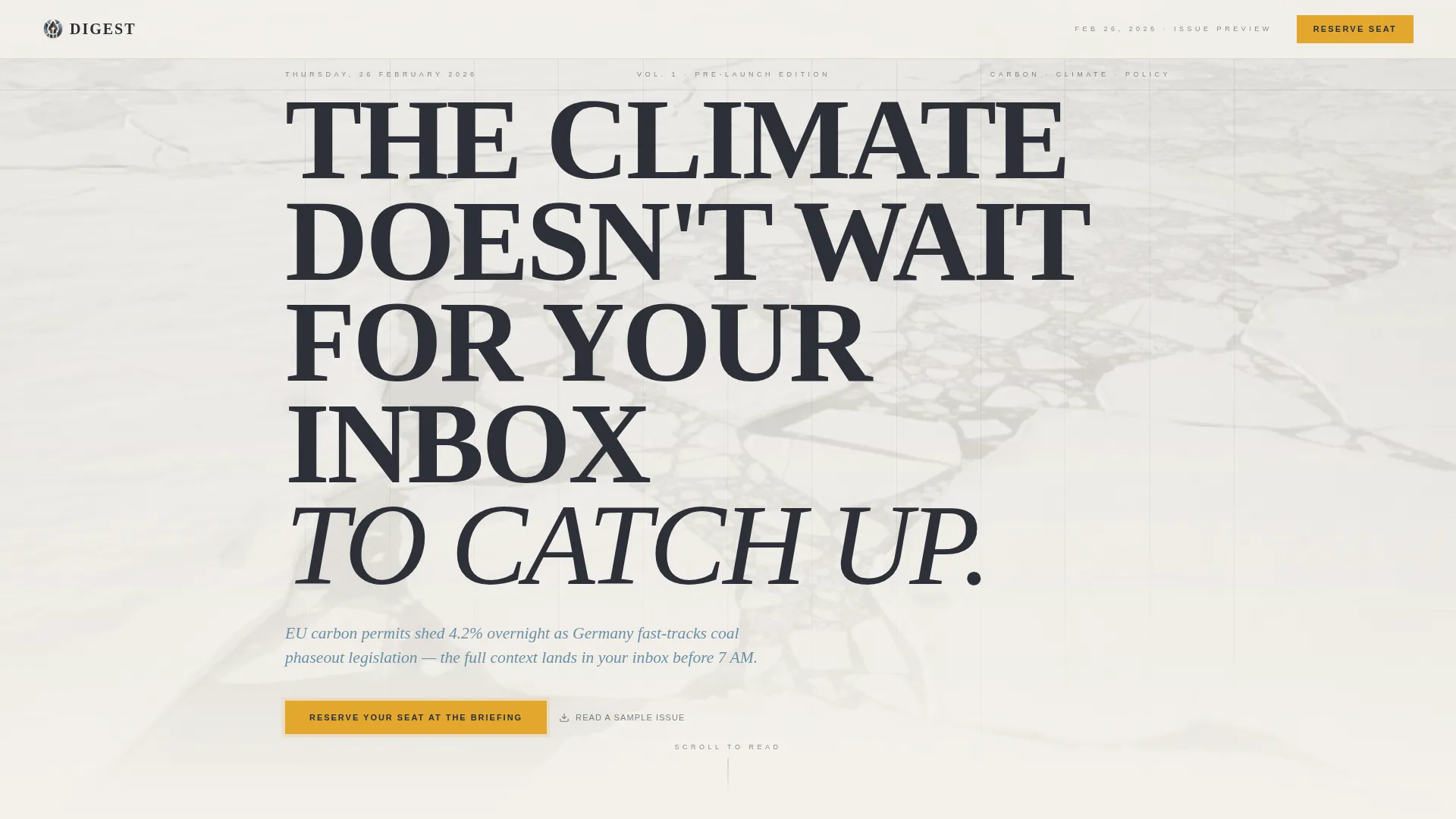 Climate & Sustainability Newsletter Pre-Launch Website Template