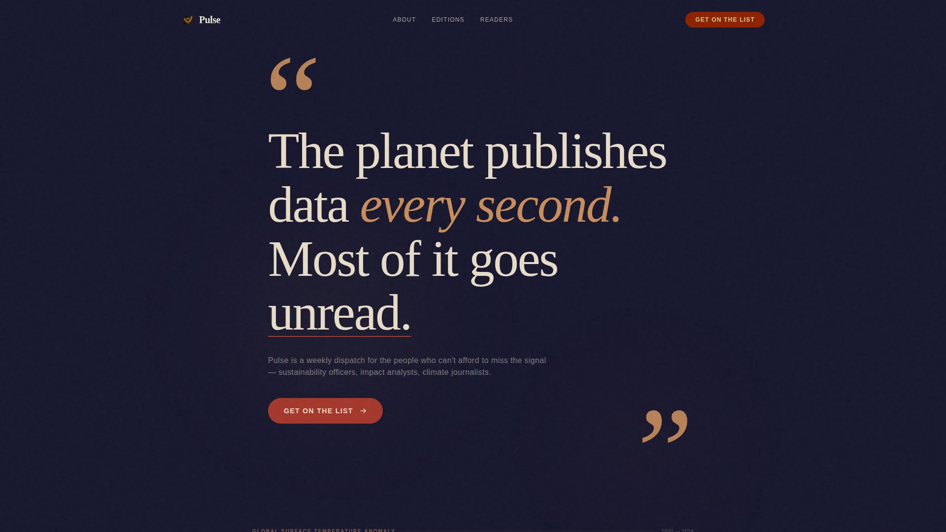 Climate & Sustainability Newsletter Pre-Launch Website Template