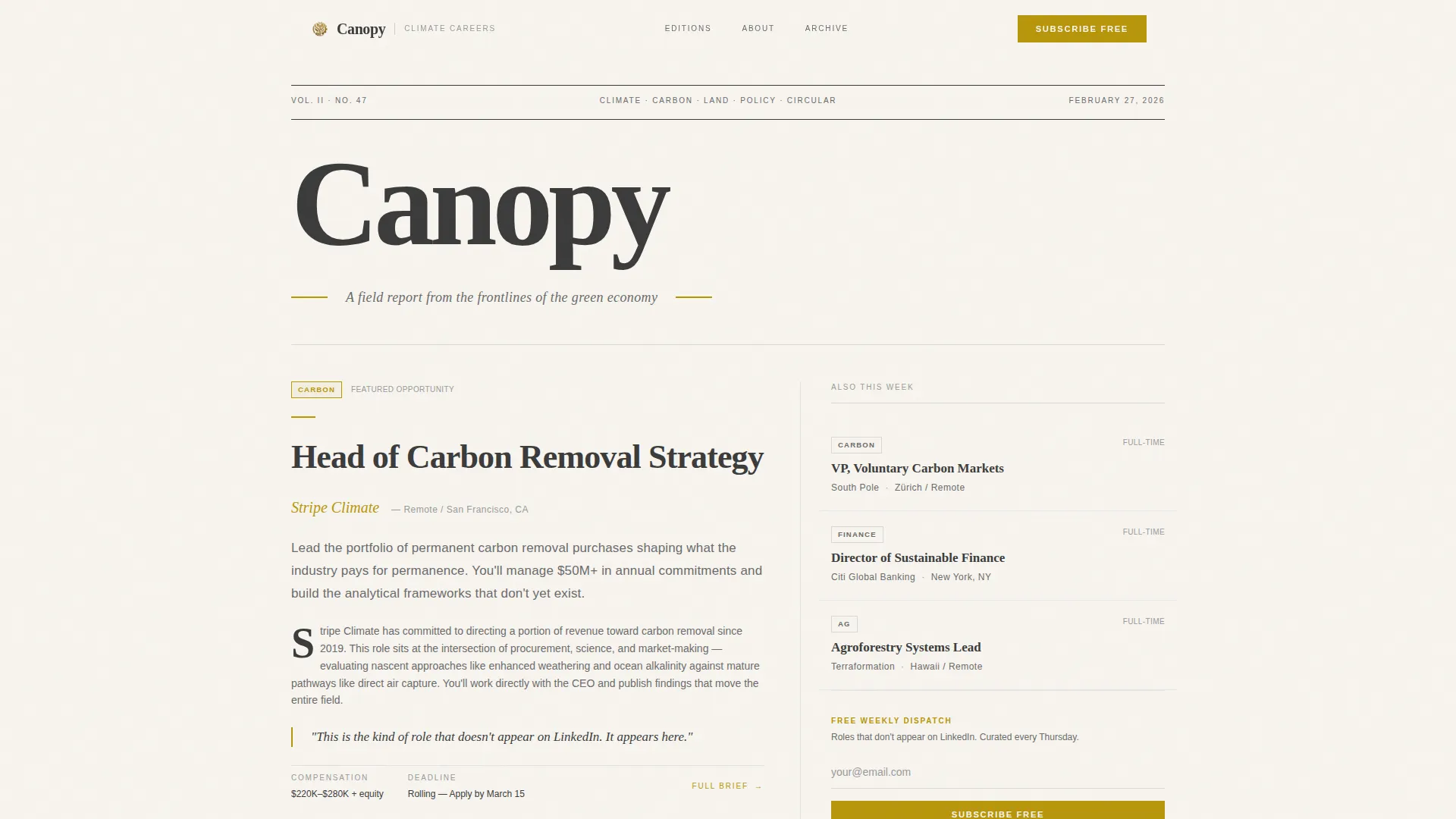 Climate & Sustainability Newsletter Blog Website Template