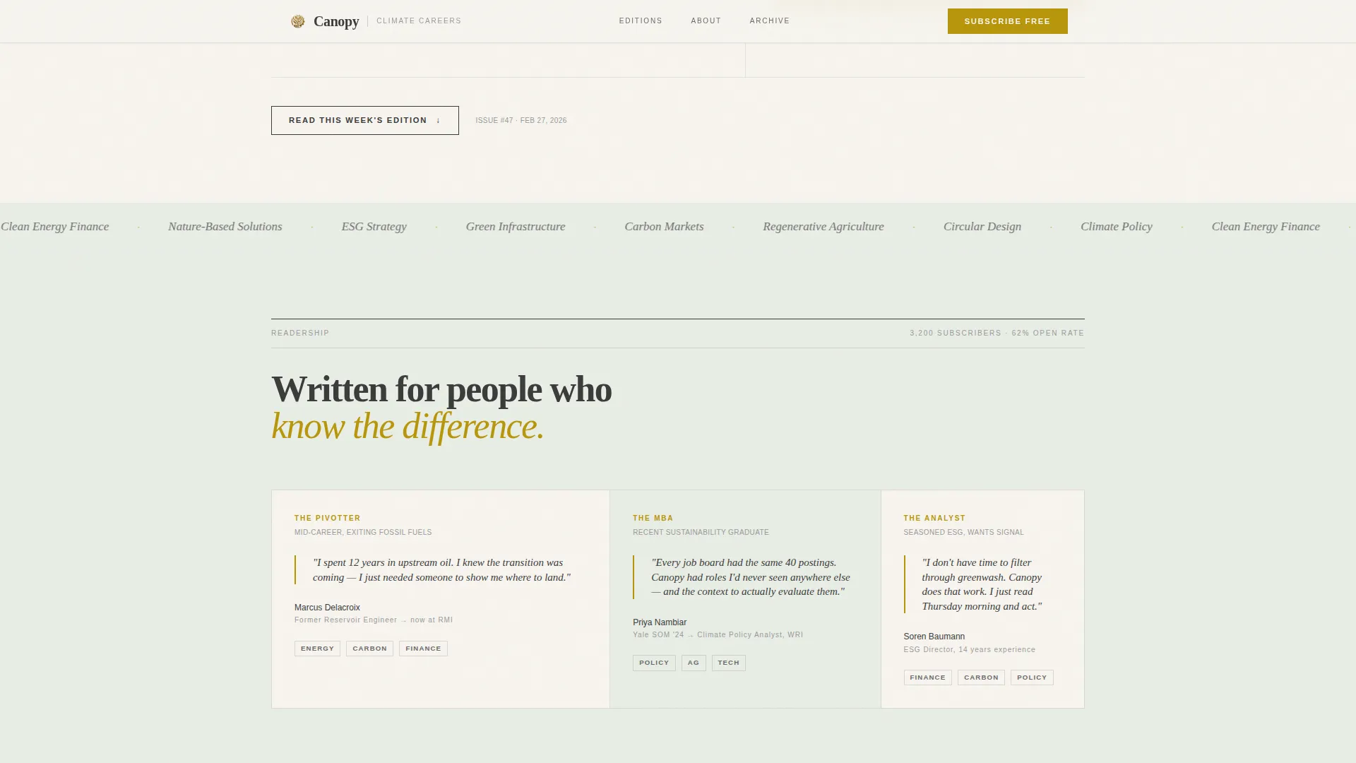 Climate & Sustainability Newsletter Blog Website Template