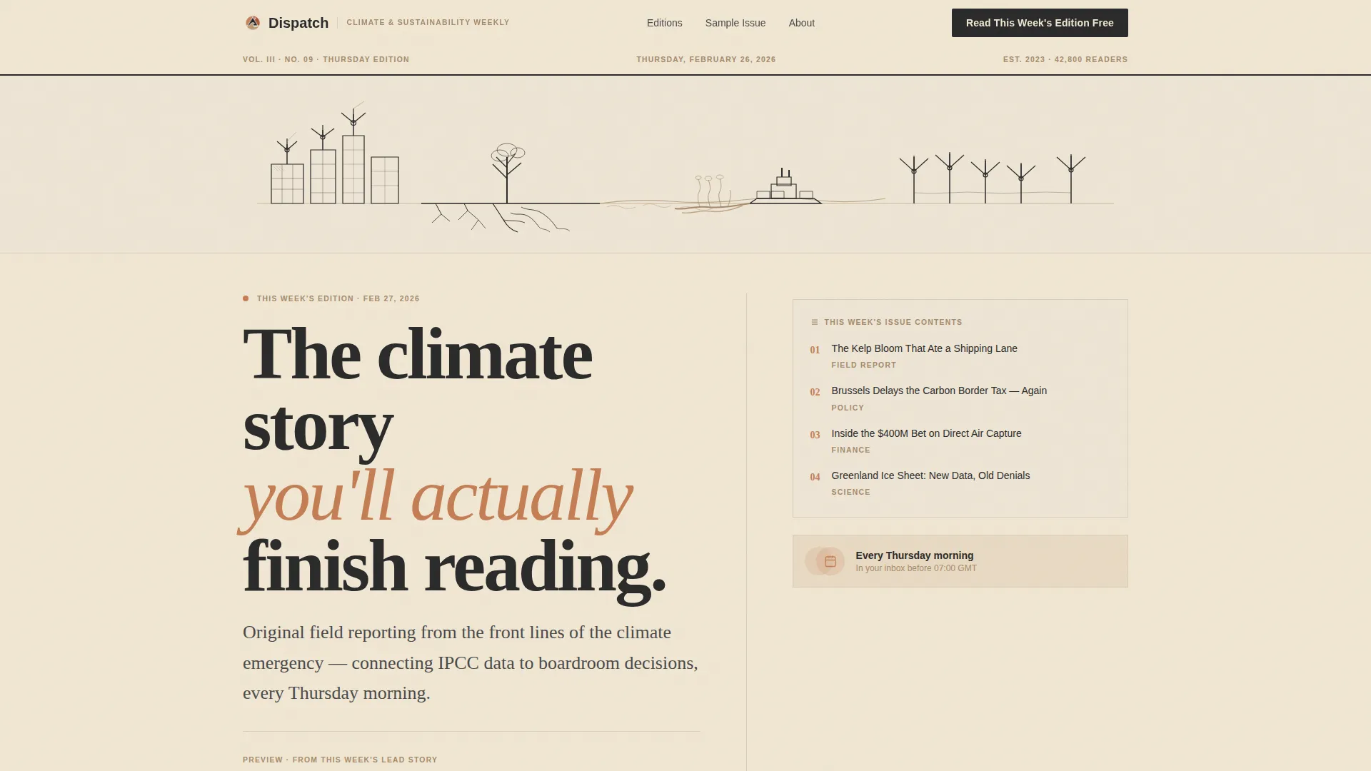 Climate & Sustainability Newsletter Specialist Blog Website Template