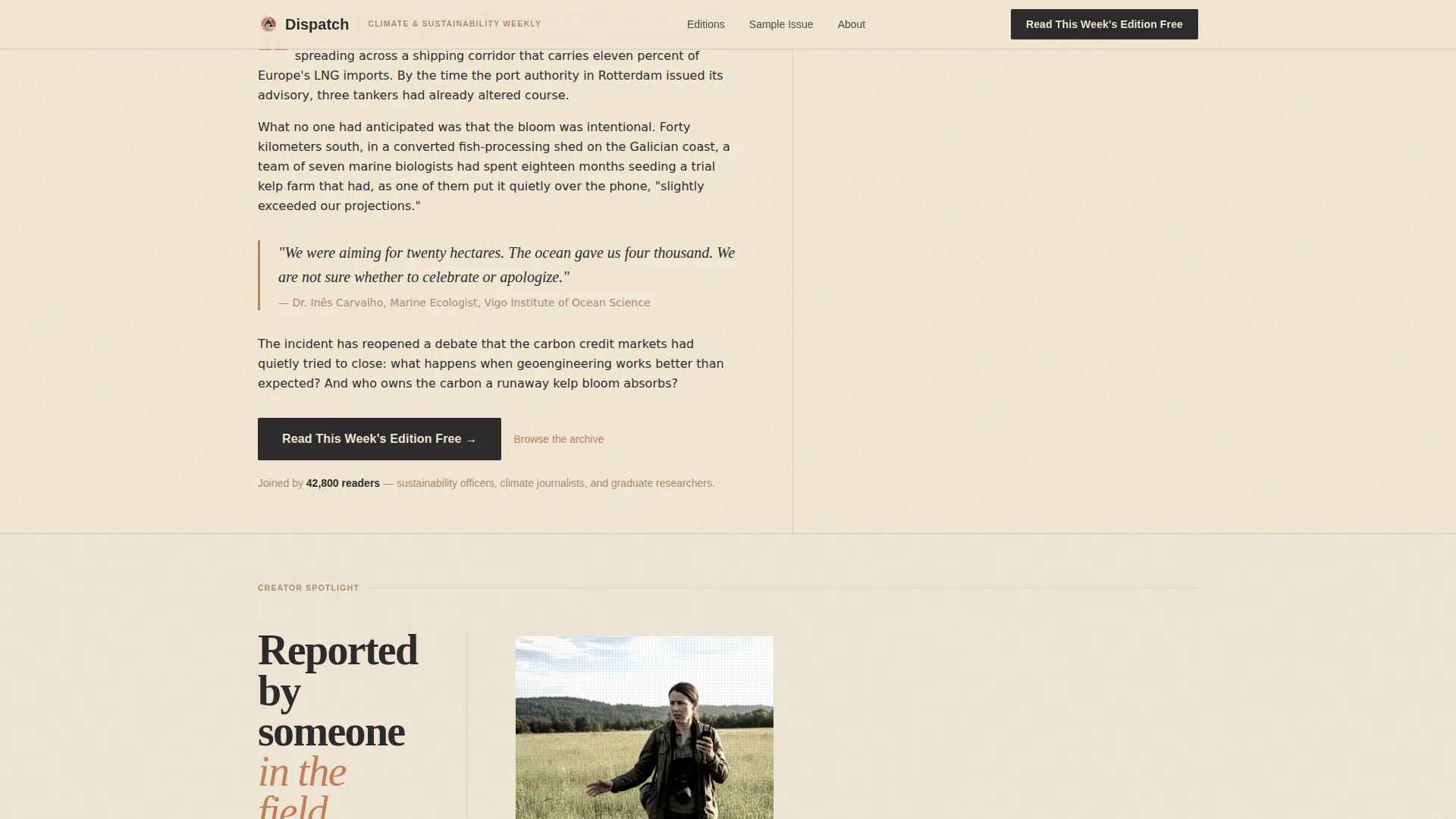 Climate & Sustainability Newsletter Specialist Blog Website Template