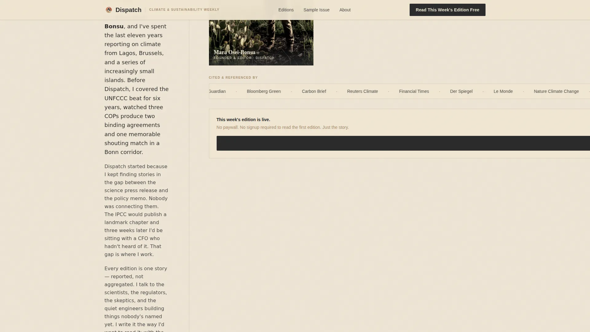 Climate & Sustainability Newsletter Specialist Blog Website Template