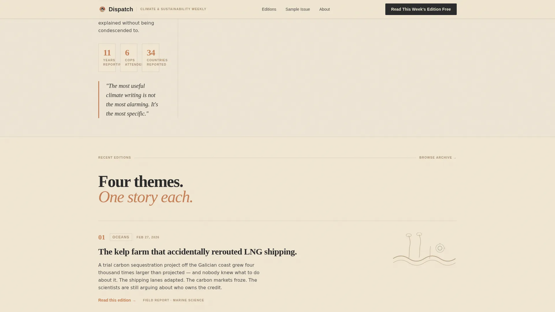 Climate & Sustainability Newsletter Specialist Blog Website Template