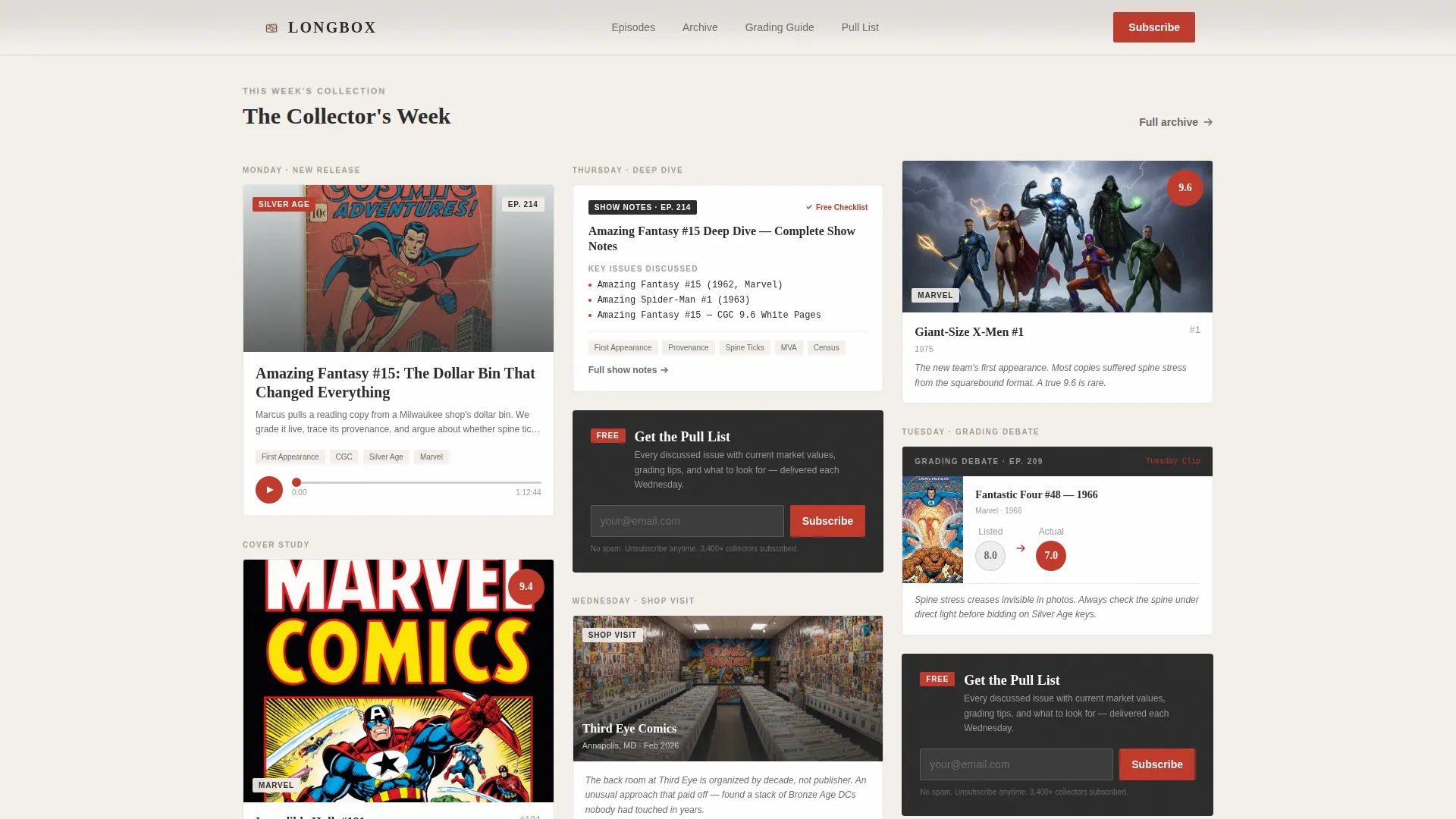 Collectors Podcast | Free Website Template | Rocket